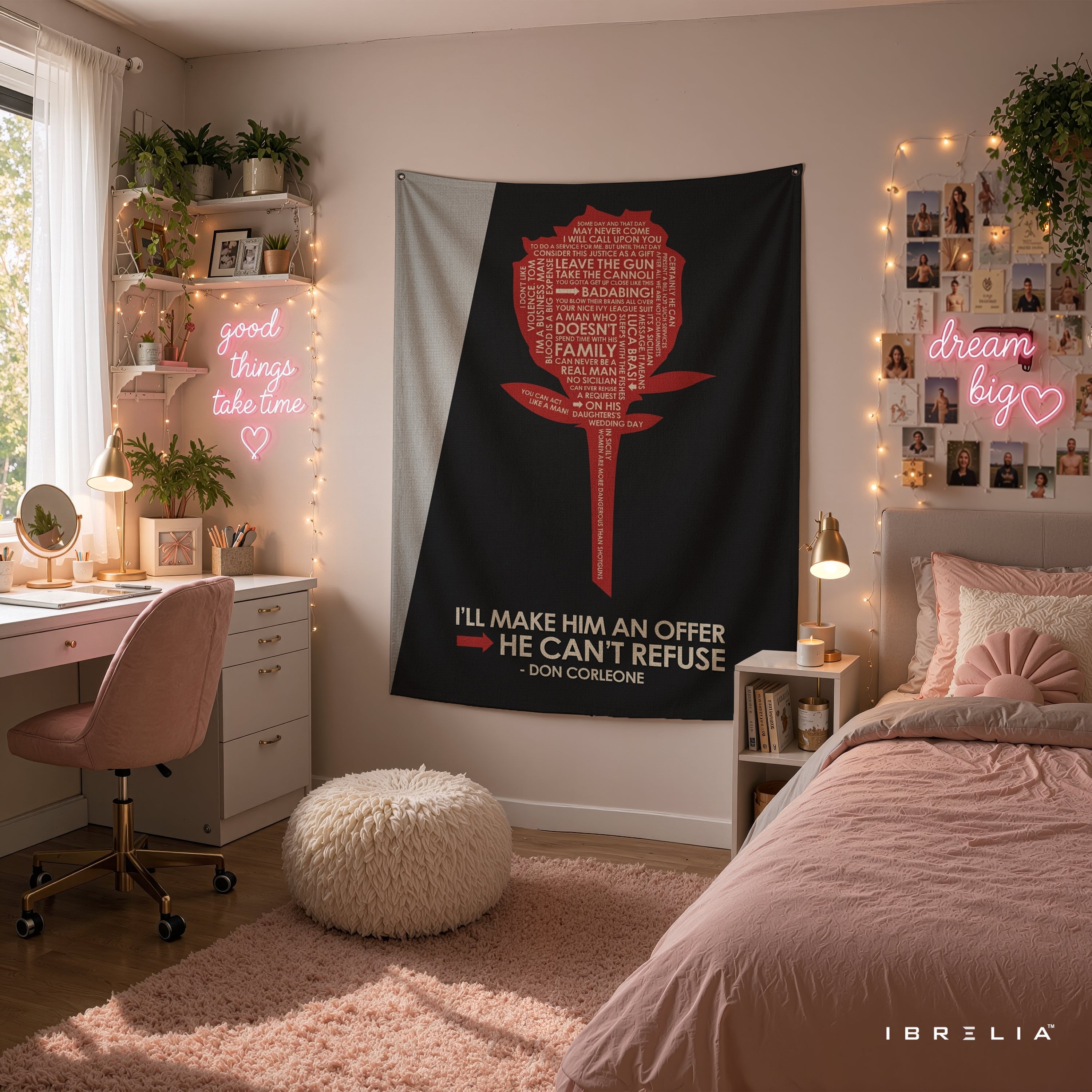The Godfather Quote Rose Wall Tapestry – Premium Movie Wall Hanging & Home Decor in Pakistan