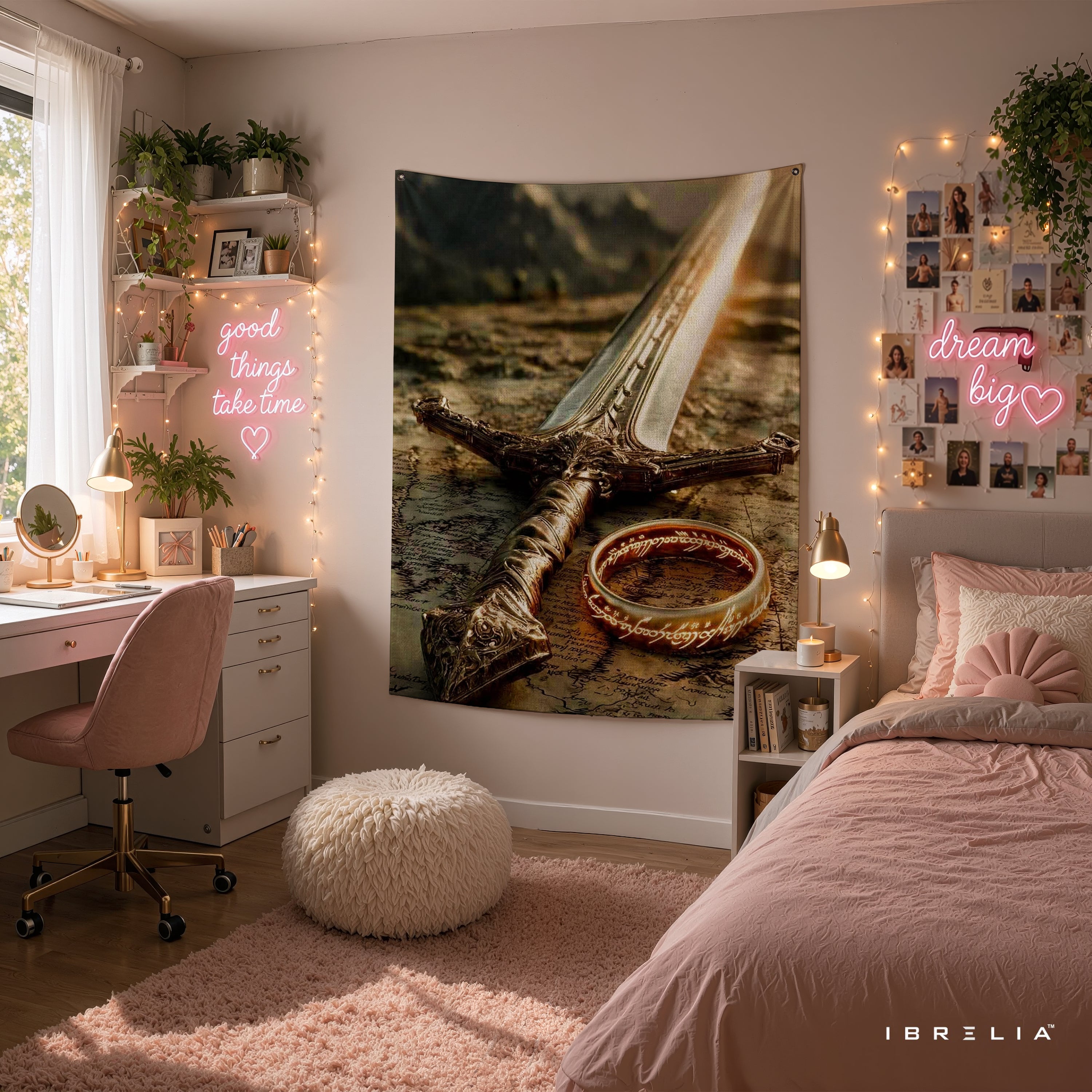 The Lord of the Rings Andúril & One Ring Wall Tapestry – Middle-earth Fantasy Wall Hanging