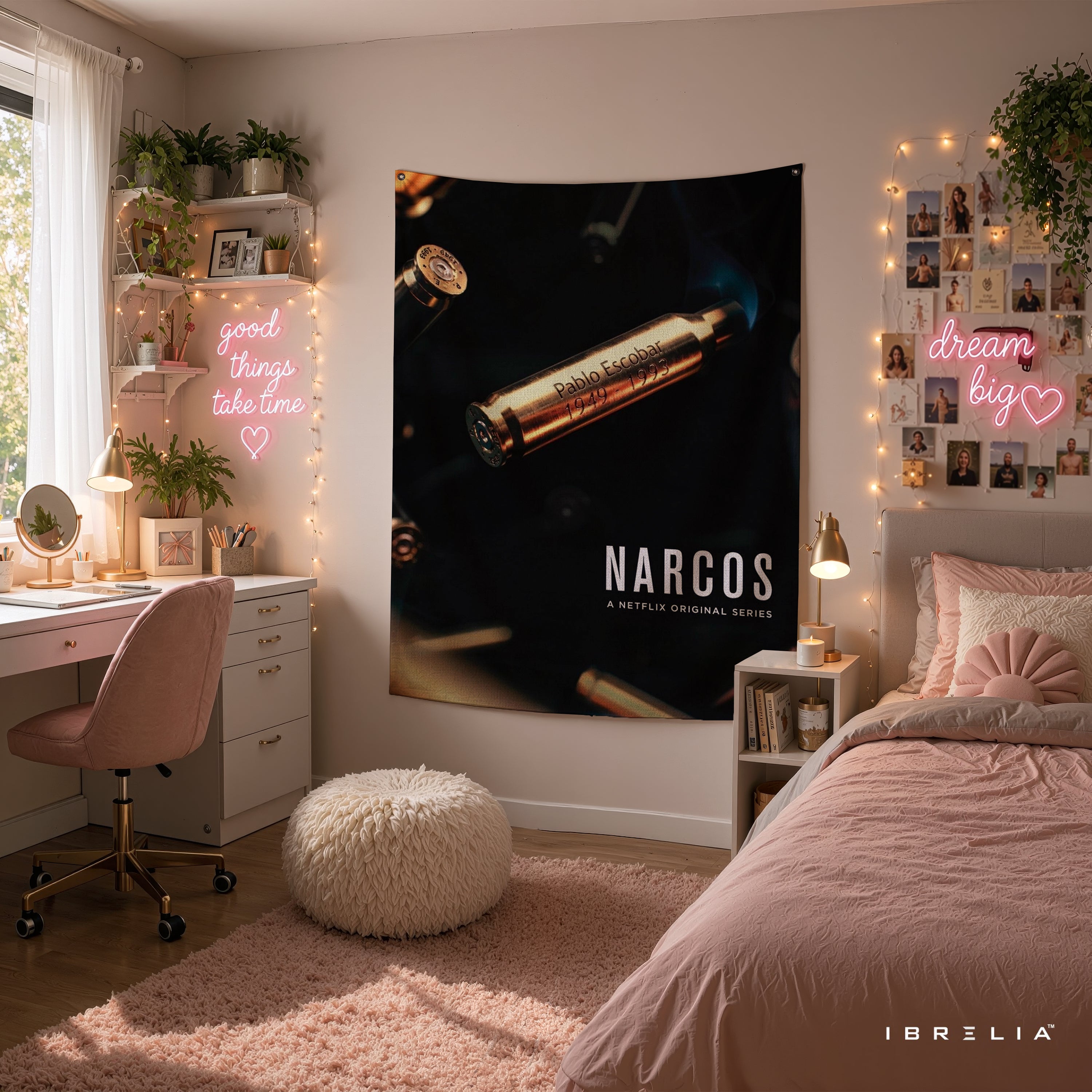 Narcos Pablo Escobar Bullet Wall Tapestry | Premium Heavyweight Jute Fabric Wall Hanging