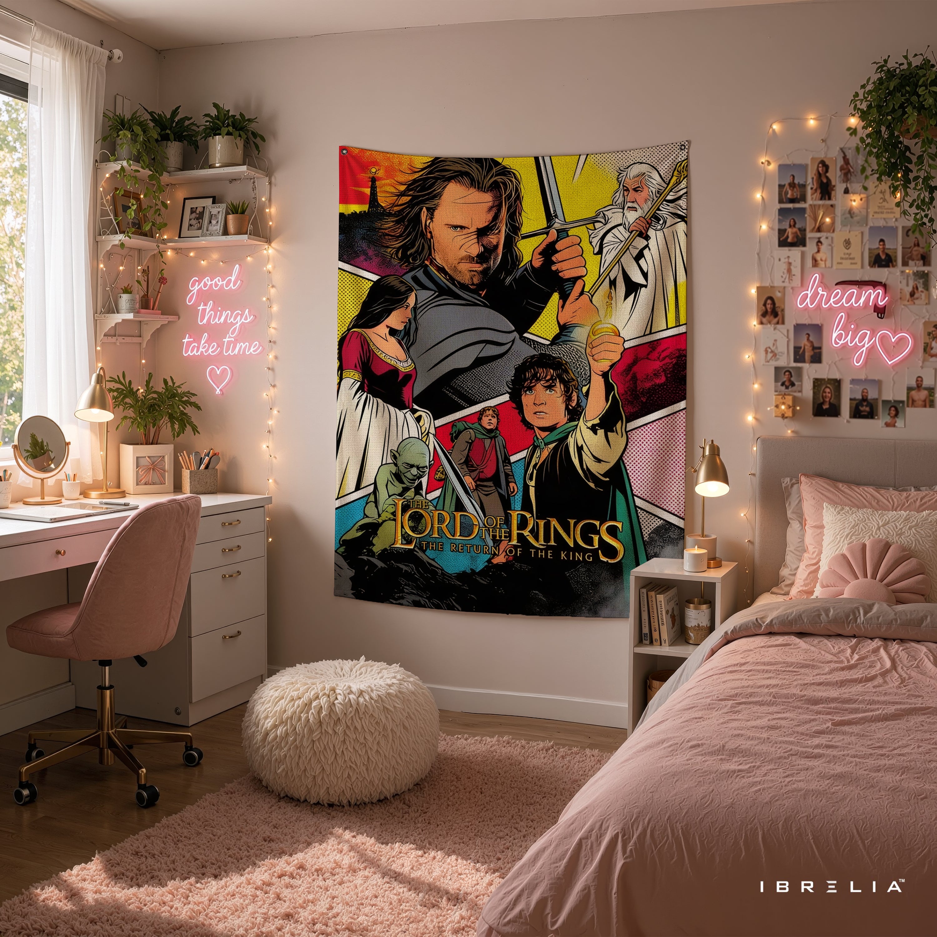 The Lord of the Rings Comic Style Wall Tapestry – Fantasy Adventure Wall Hanging