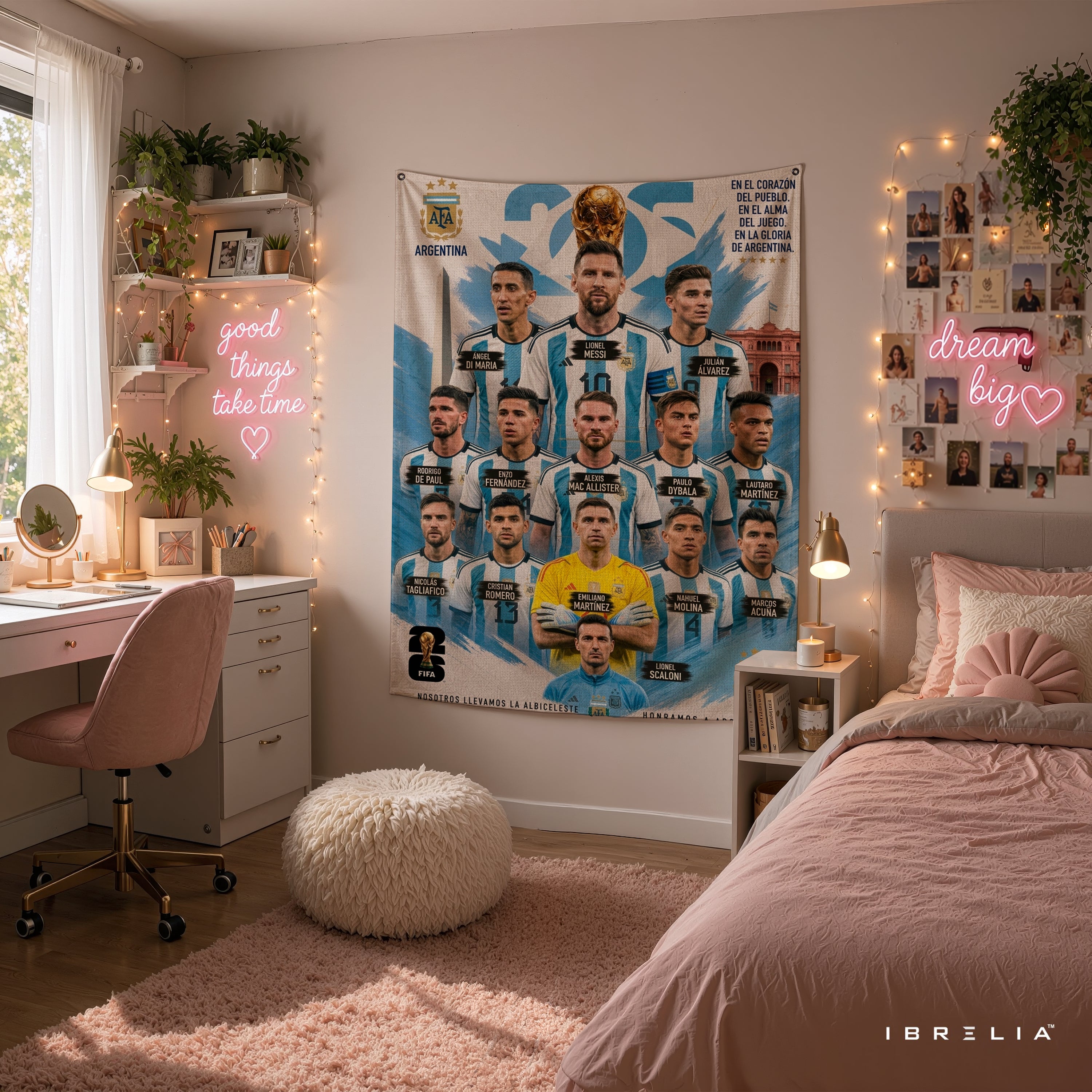 Argentina National Football Team Champions Wall Tapestry | Premium Heavyweight Jute Fabric Wall Hanging