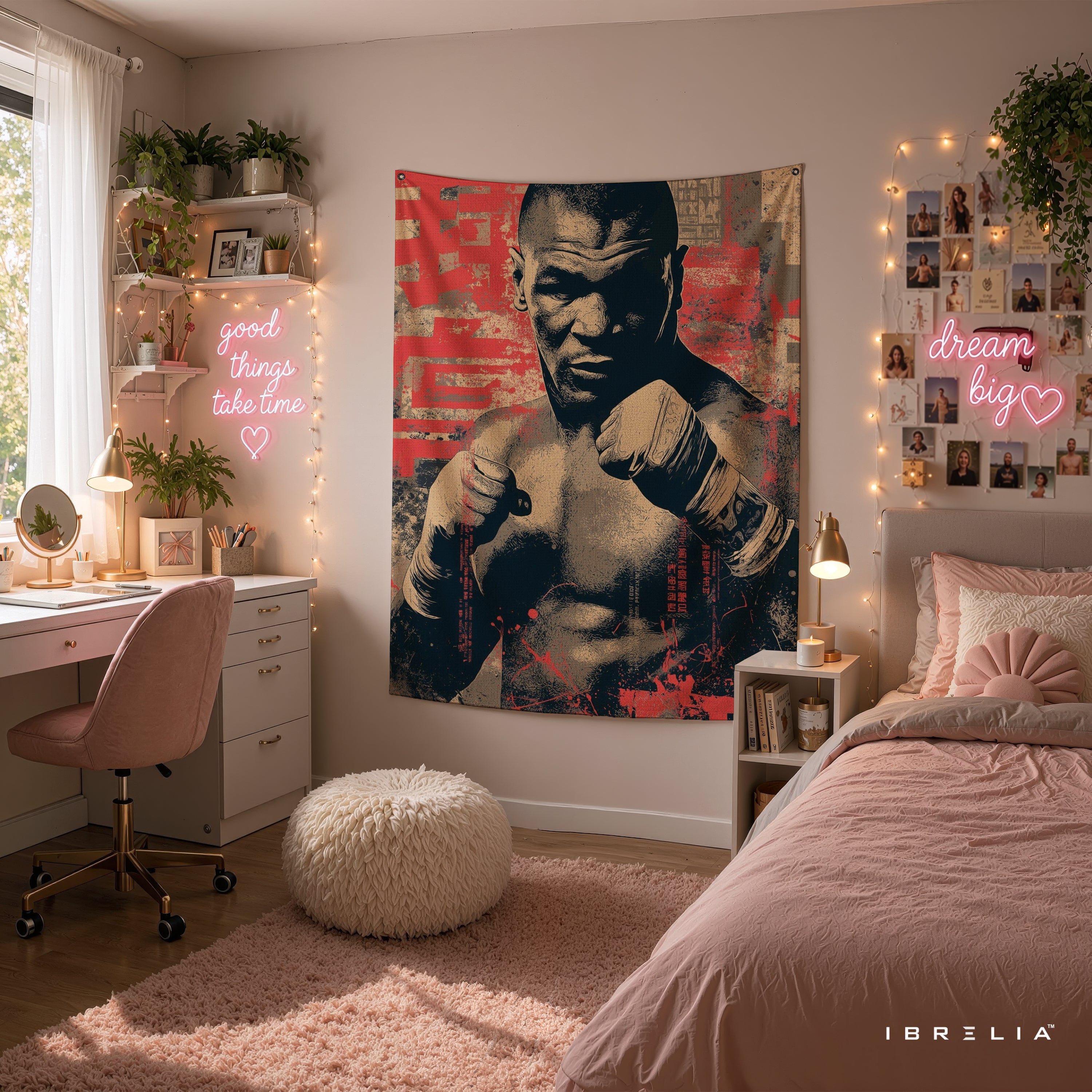 Mike Tyson Vintage Boxing Wall Tapestry | Premium Heavyweight Jute Fabric Wall Hanging