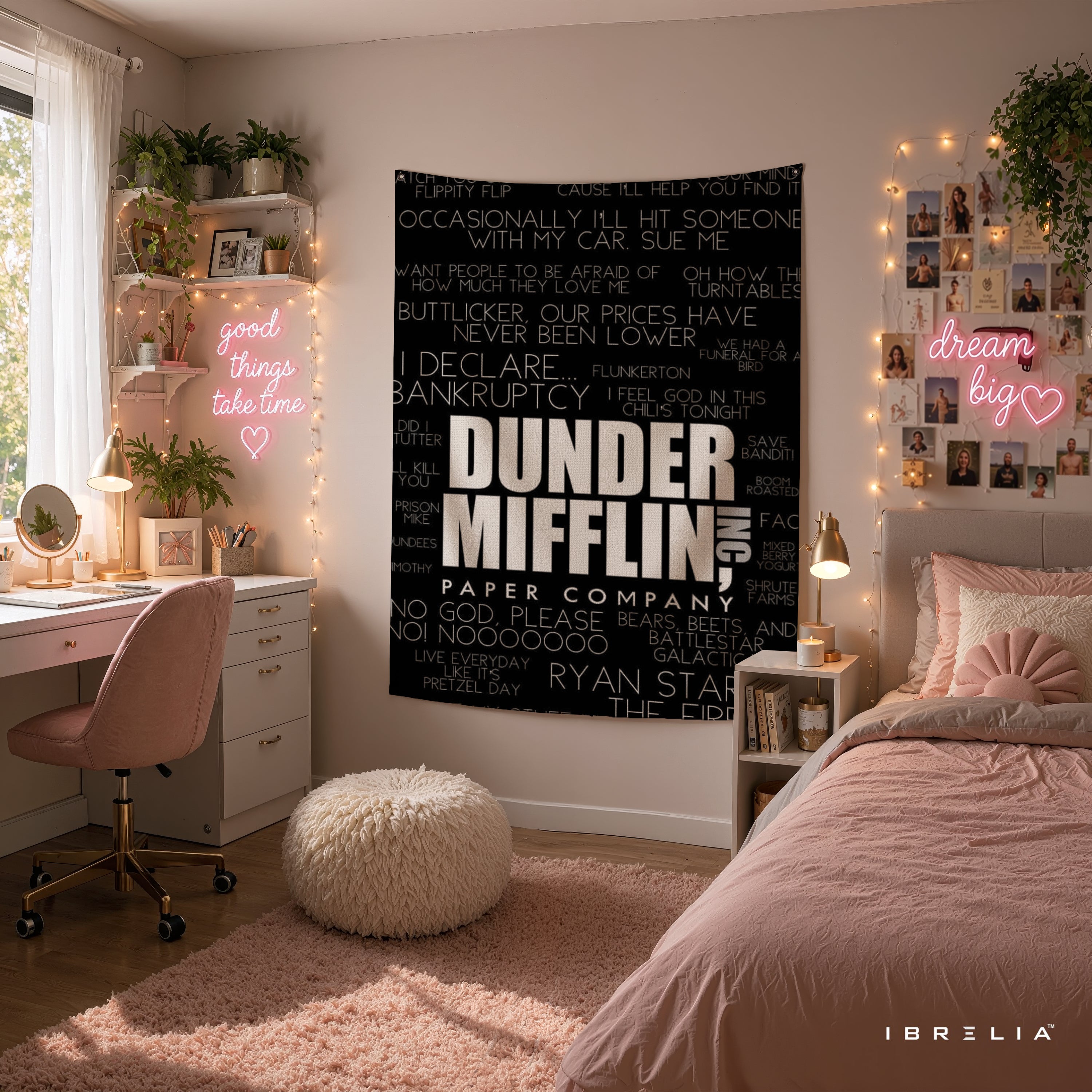 Dunder Mifflin Quotes Wall Tapestry | Premium Heavyweight Jute Fabric Wall Hanging