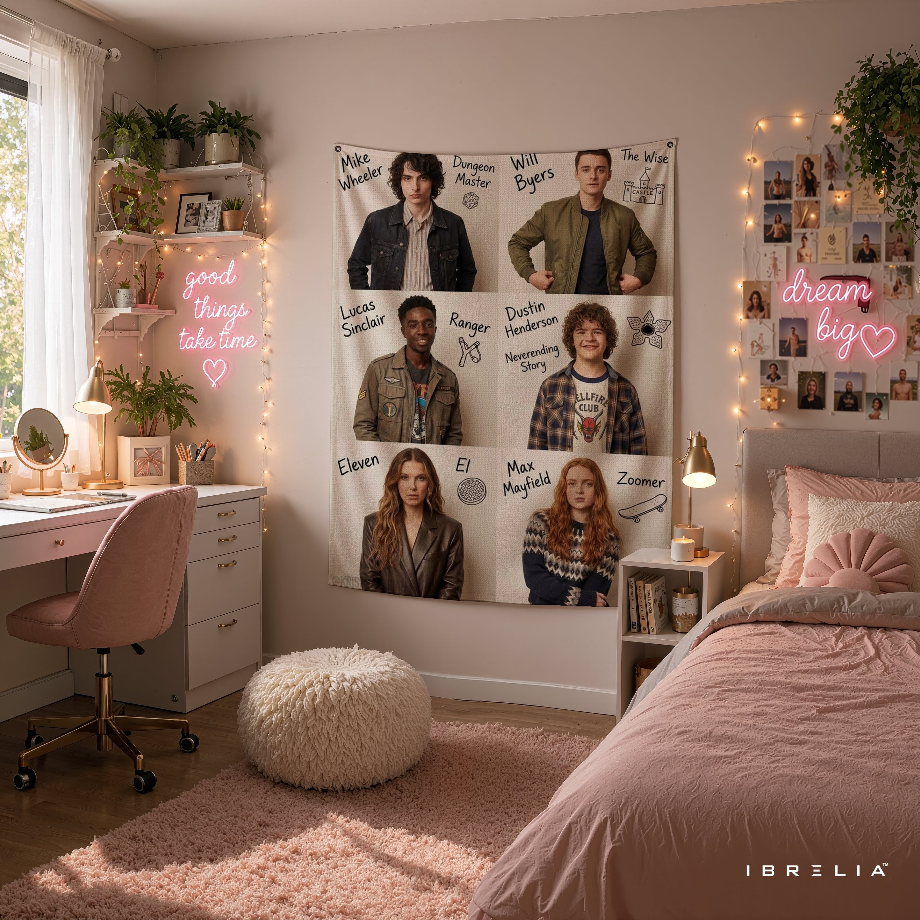 Stranger Things Main Characters Wall Tapestry – Hawkins Heroes Collage Wall Hanging