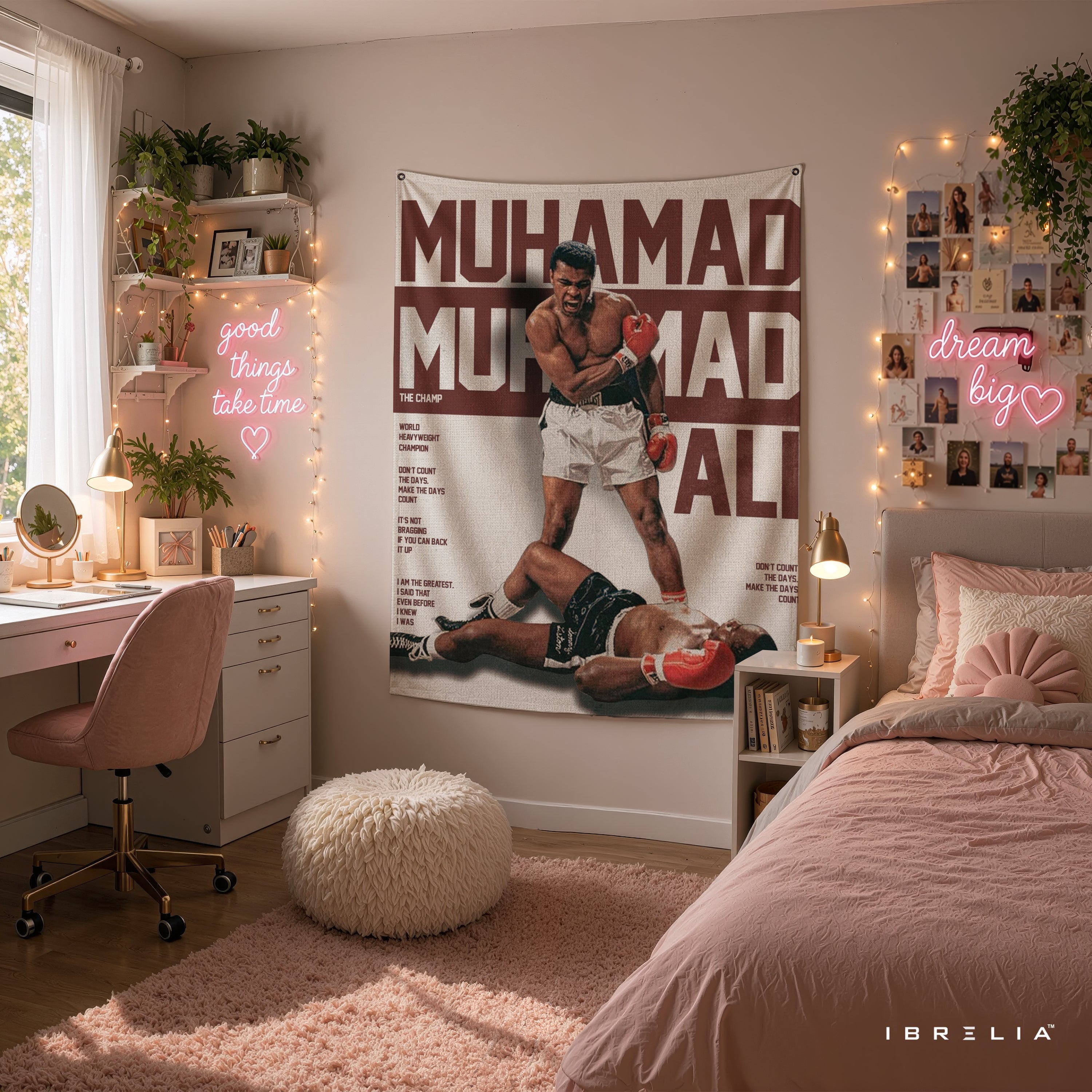 Muhammad Ali The Champ Wall Tapestry | Premium Heavyweight Jute Fabric Wall Hanging
