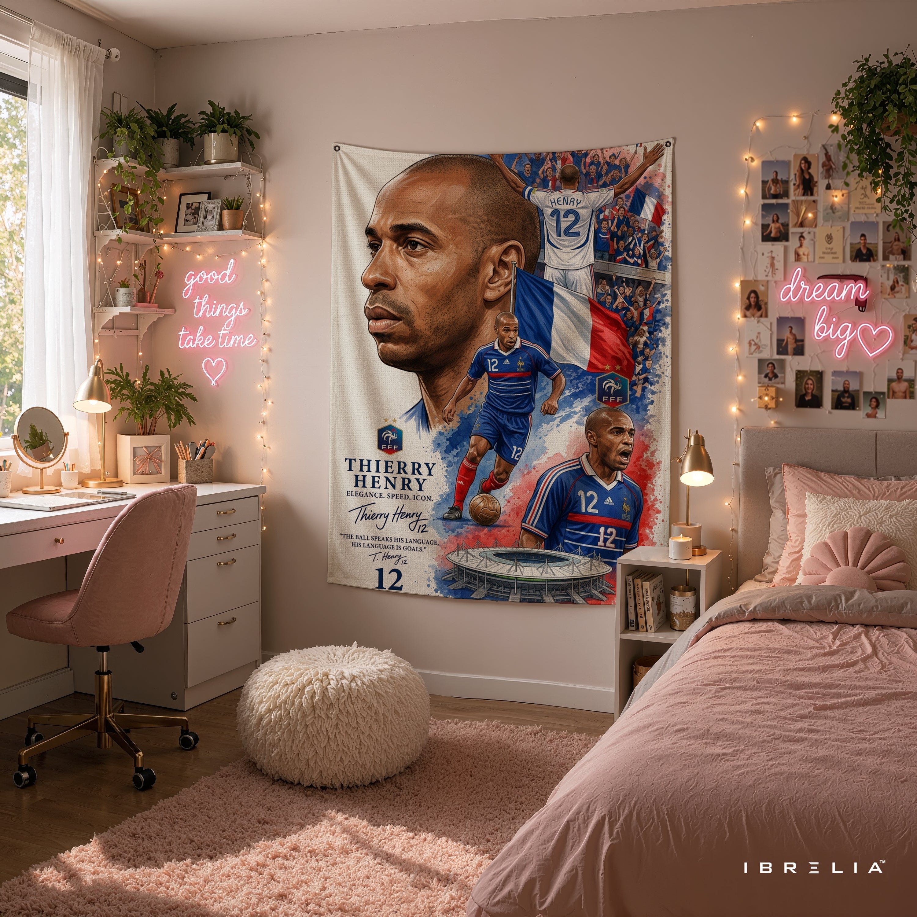 Thierry Henry France Legend Wall Tapestry | Premium Heavyweight Jute Fabric Wall Hanging