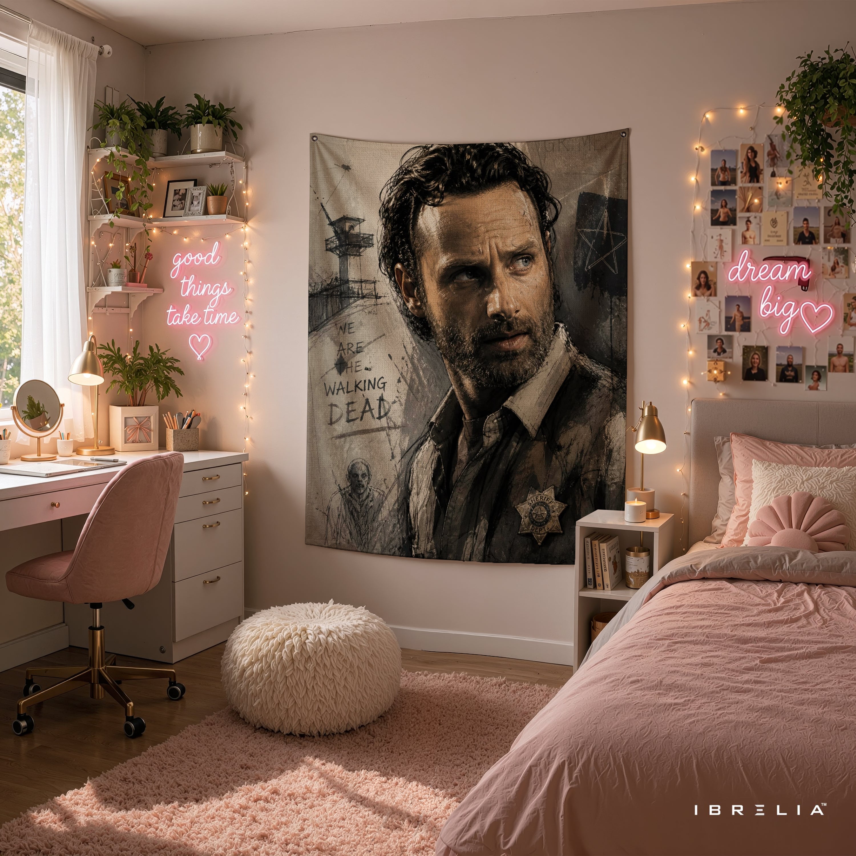 Rick Grimes The Walking Dead Wall Tapestry | Premium Heavyweight Jute Fabric Wall Hanging