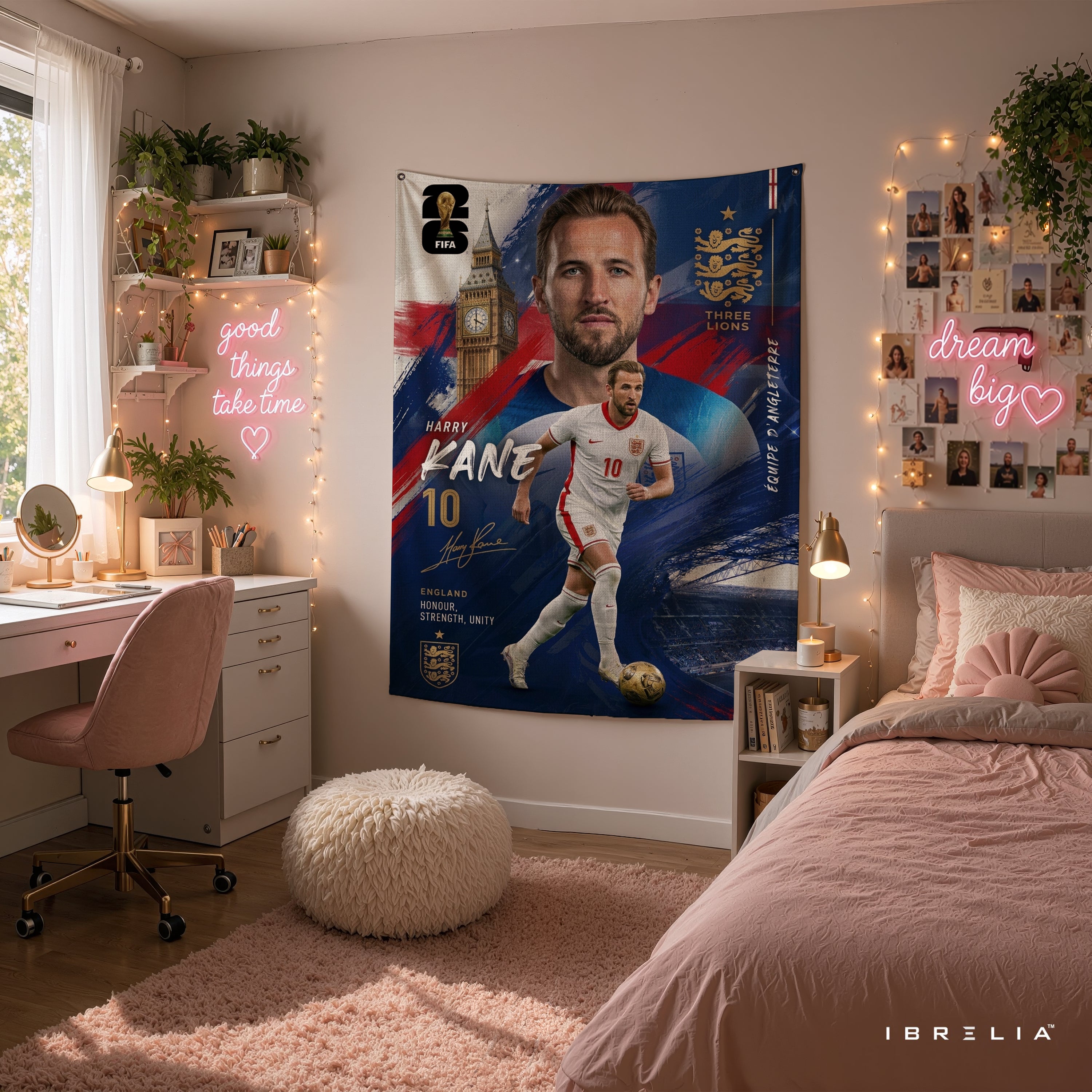 Harry Kane England Champion Edition Wall Tapestry | Premium Heavyweight Jute Fabric Wall Hanging