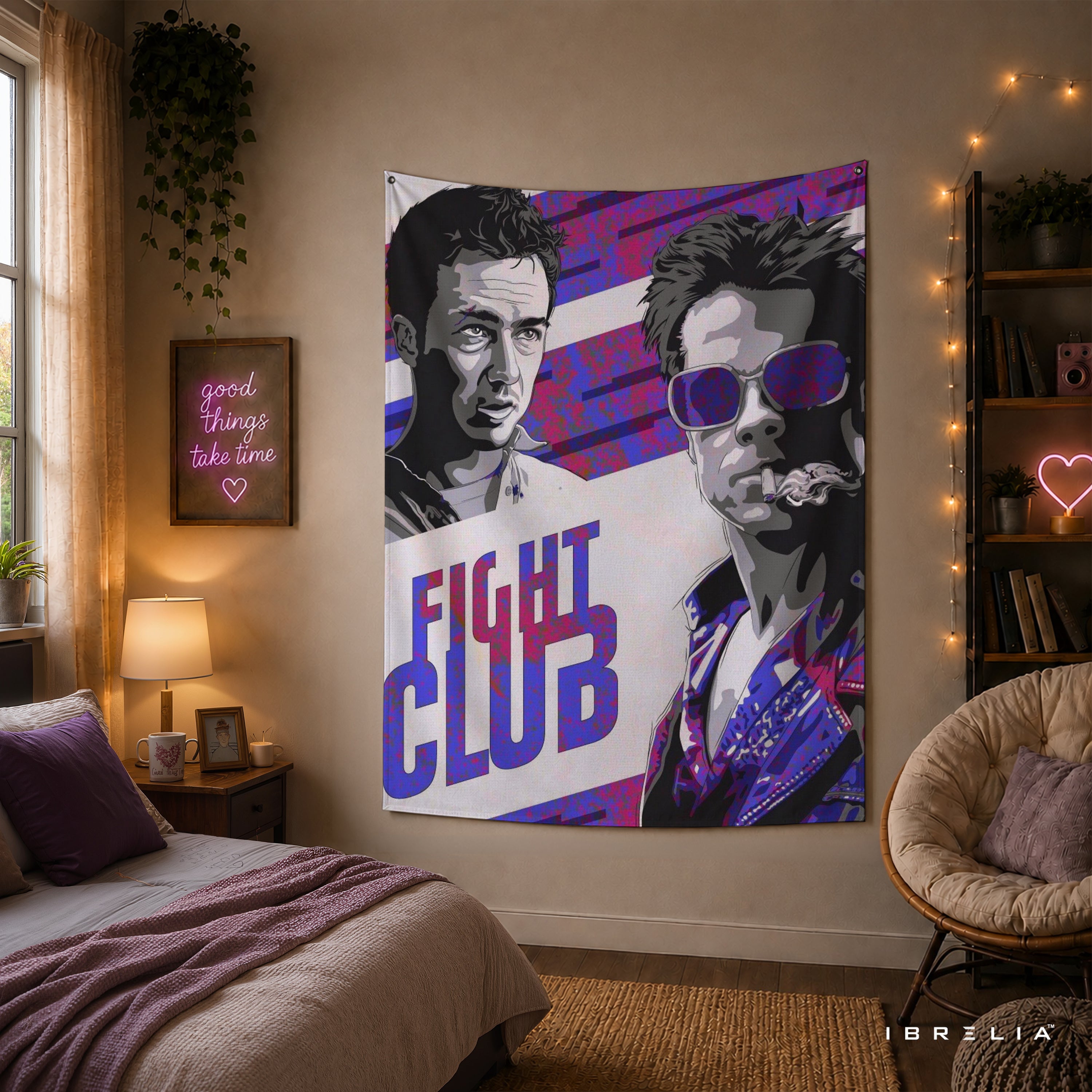 Fight Club Pop Art Character Wall Tapestry – Cult Classic Movie Inspired Wall Hanging