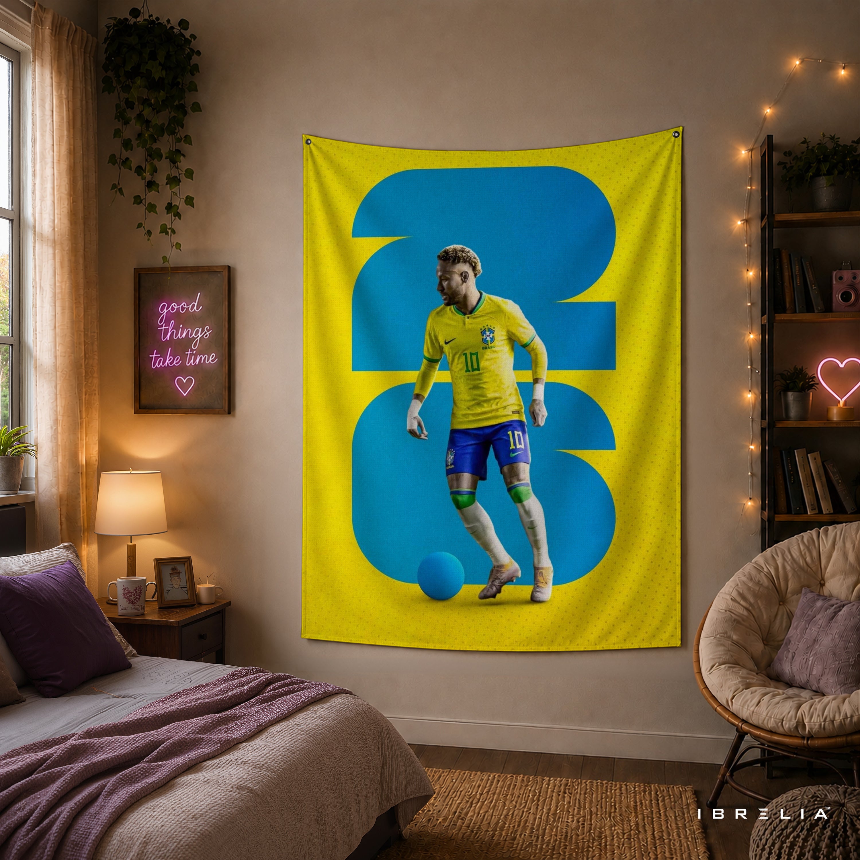 Neymar Brazil Number 10 Wall Tapestry | Premium Heavyweight Jute Fabric Wall Hanging