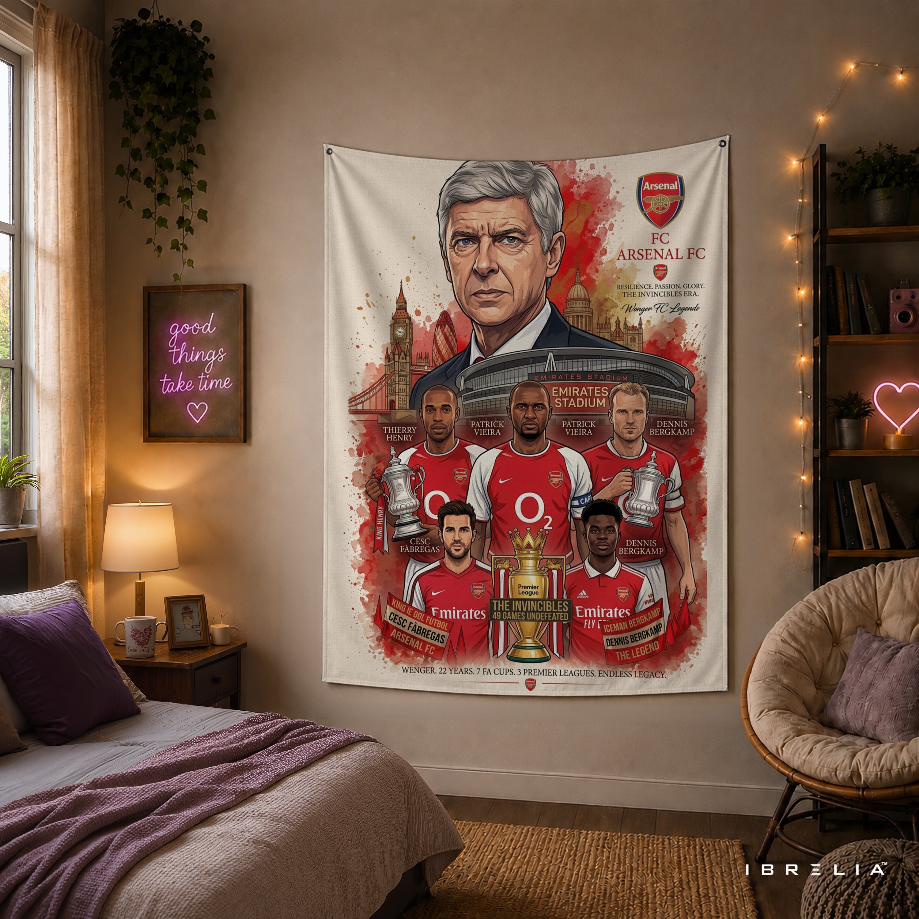 Arsène Wenger Arsenal Legend Wall Tapestry | Premium Heavyweight Jute Fabric Wall Hanging
