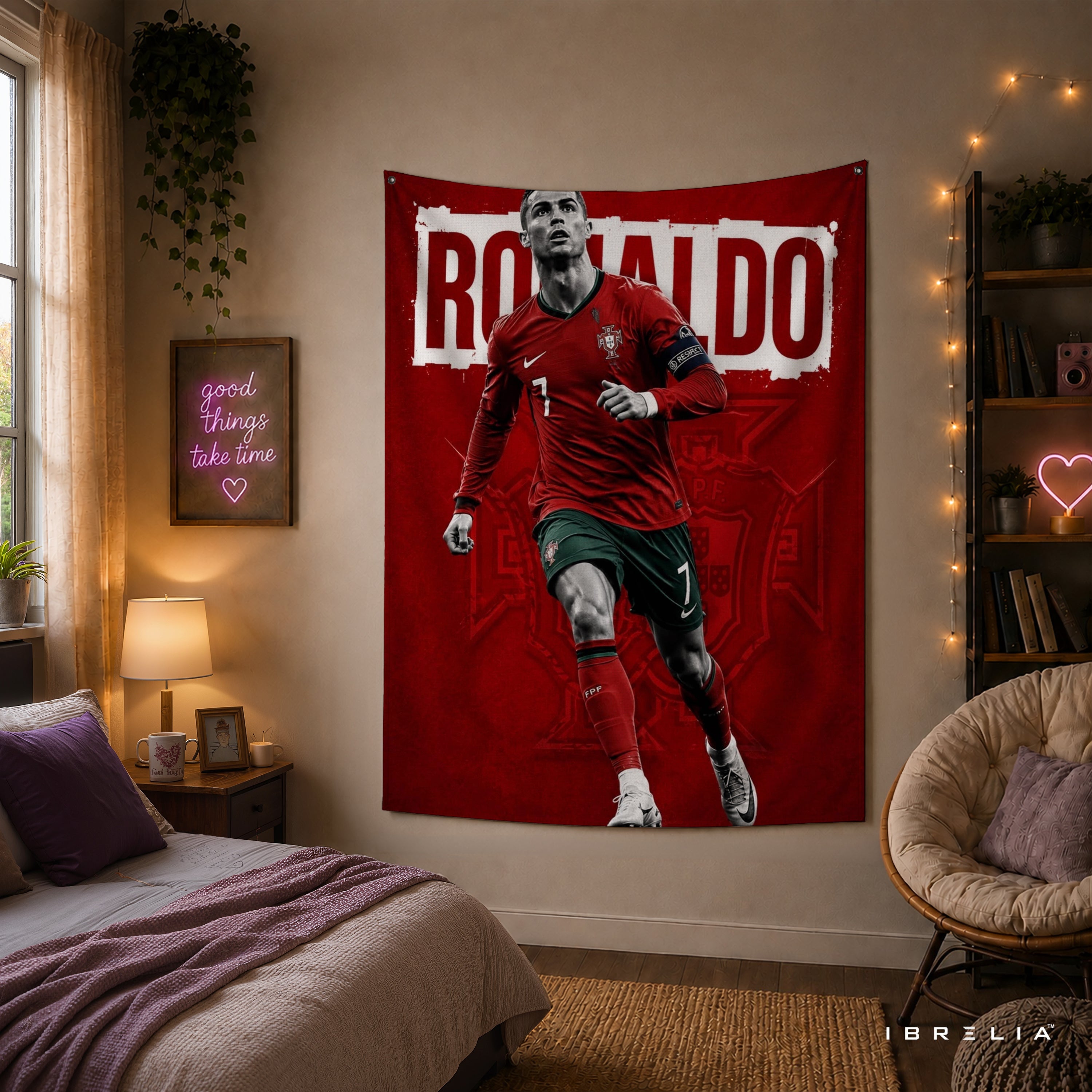 Cristiano Ronaldo Portugal Wall Tapestry | Premium Heavyweight Jute Fabric Wall Hanging