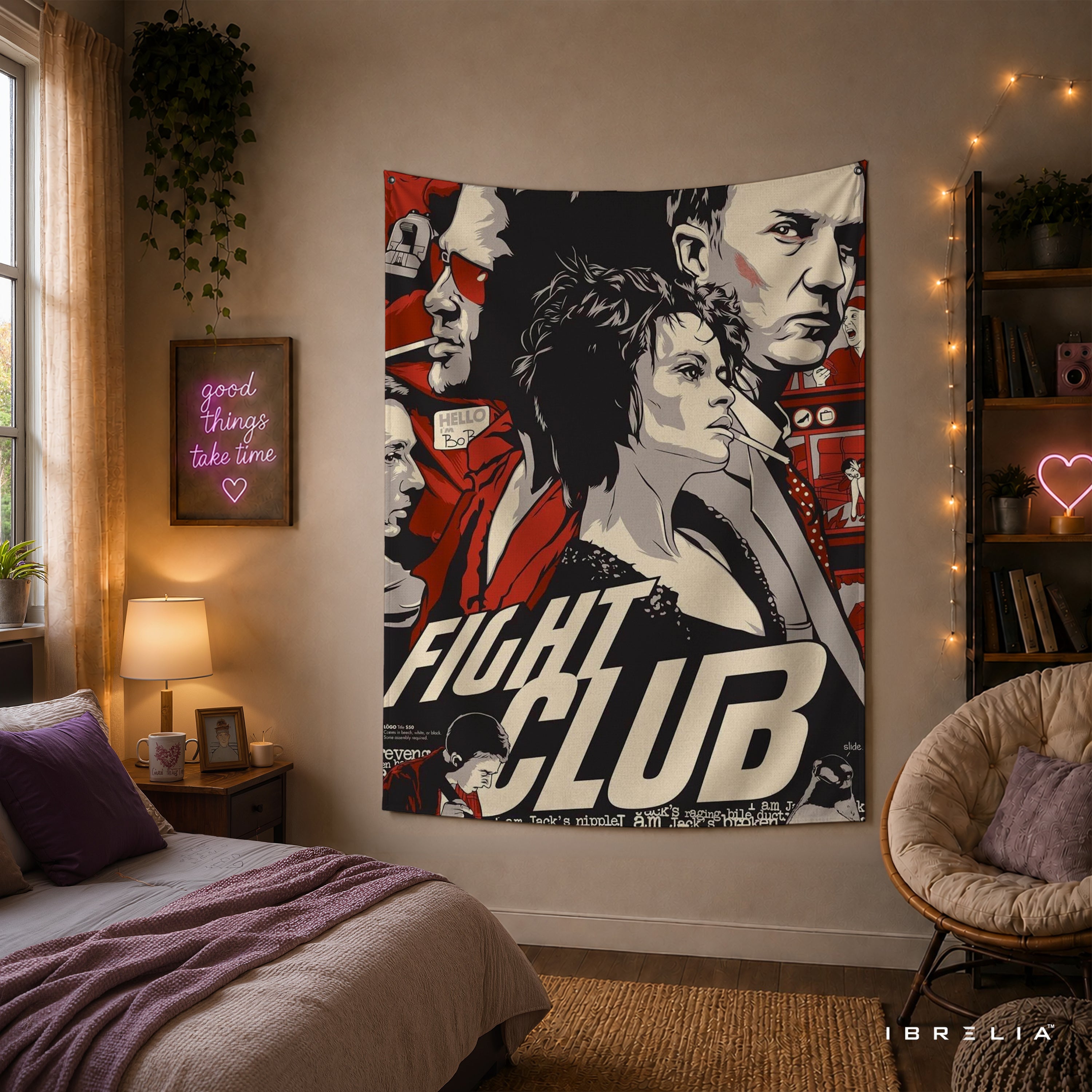 Fight Club Vintage Movie Poster Wall Tapestry – Cult Classic Film Wall Hanging