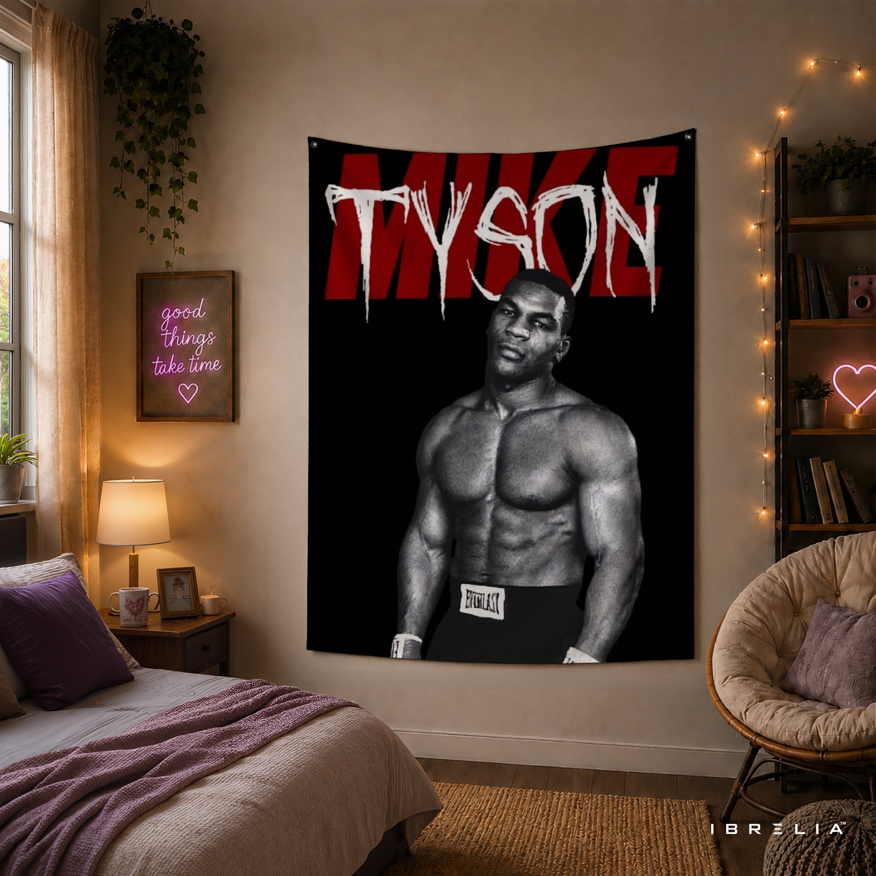 Mike Tyson Vintage Portrait Wall Tapestry | Premium Heavyweight Jute Fabric Wall Hanging