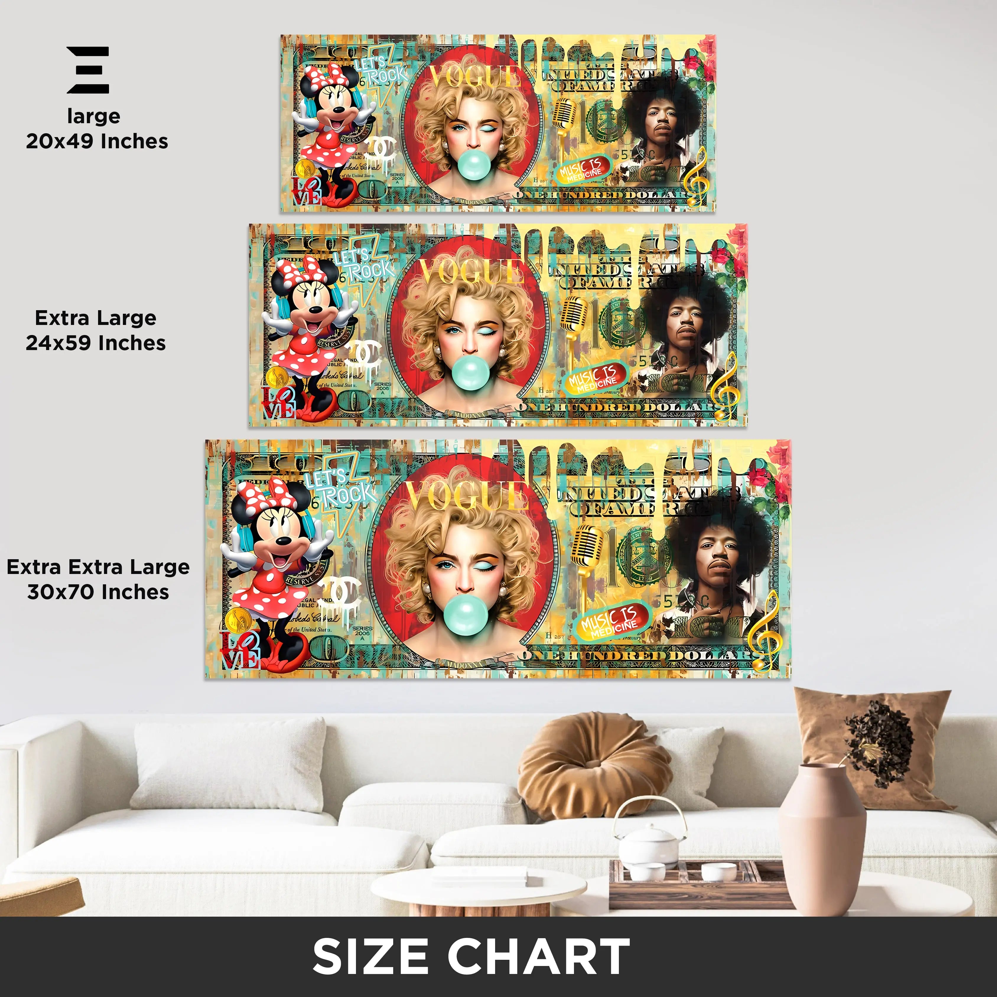 Ultra Wide Wall Art – Vogue Pop Culture Money Edition | IBRELIA™ IBRELIA