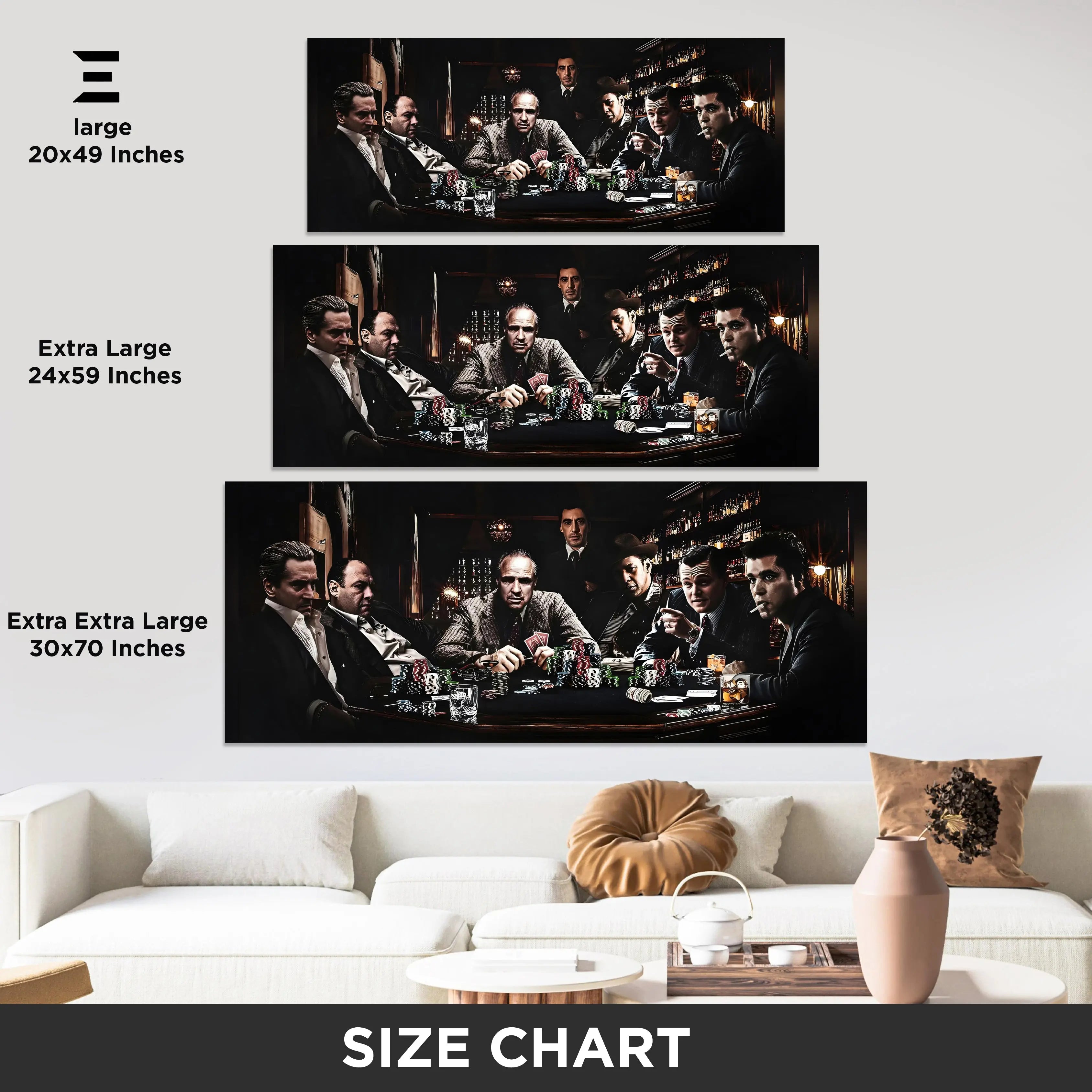 Ultra Wide Wall Art – Mafia Legends Poker Table Edition | IBRELIA™ IBRELIA