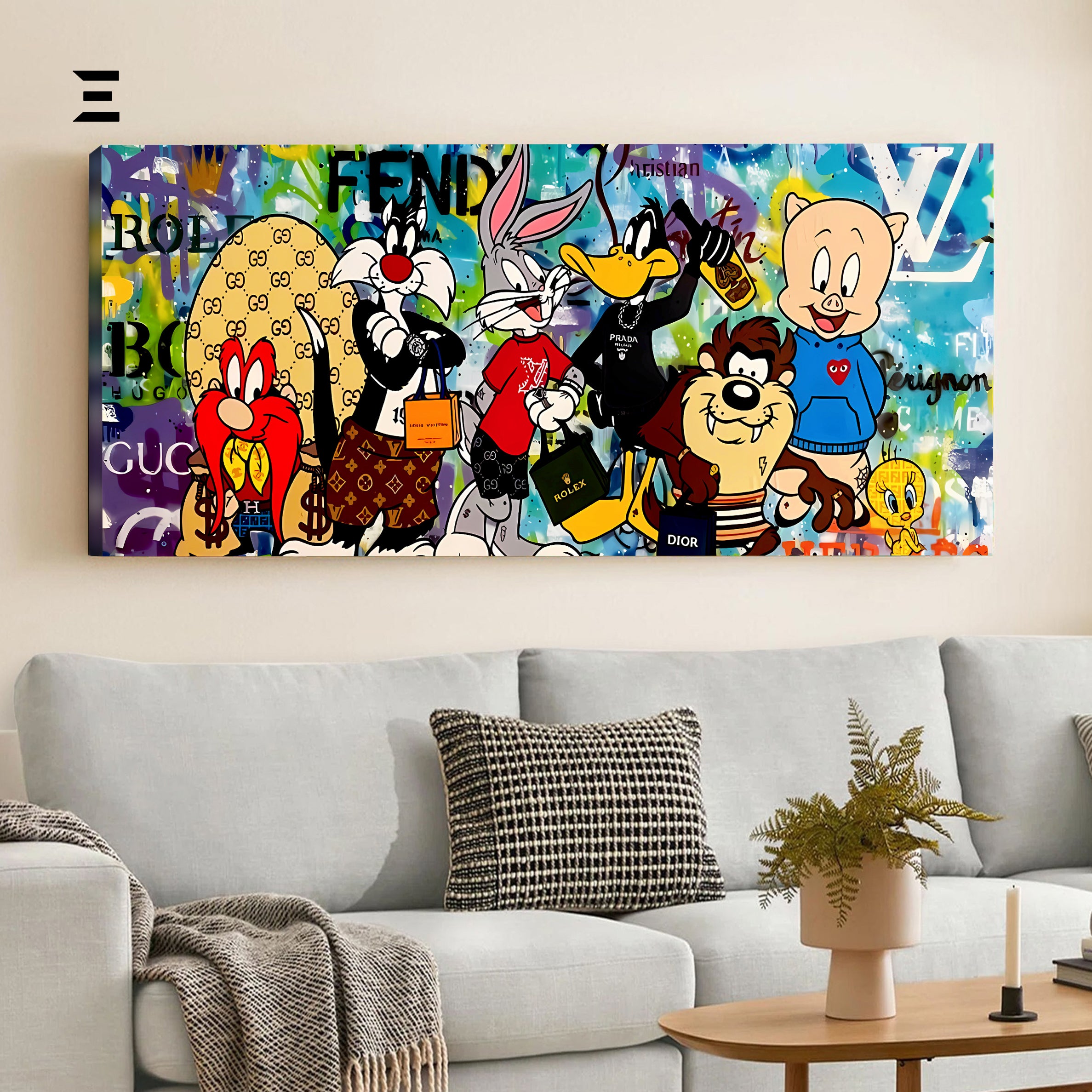 Ultra Wide Wall Art – Luxury Looney Tunes Fashion Edition | IBRELIA™