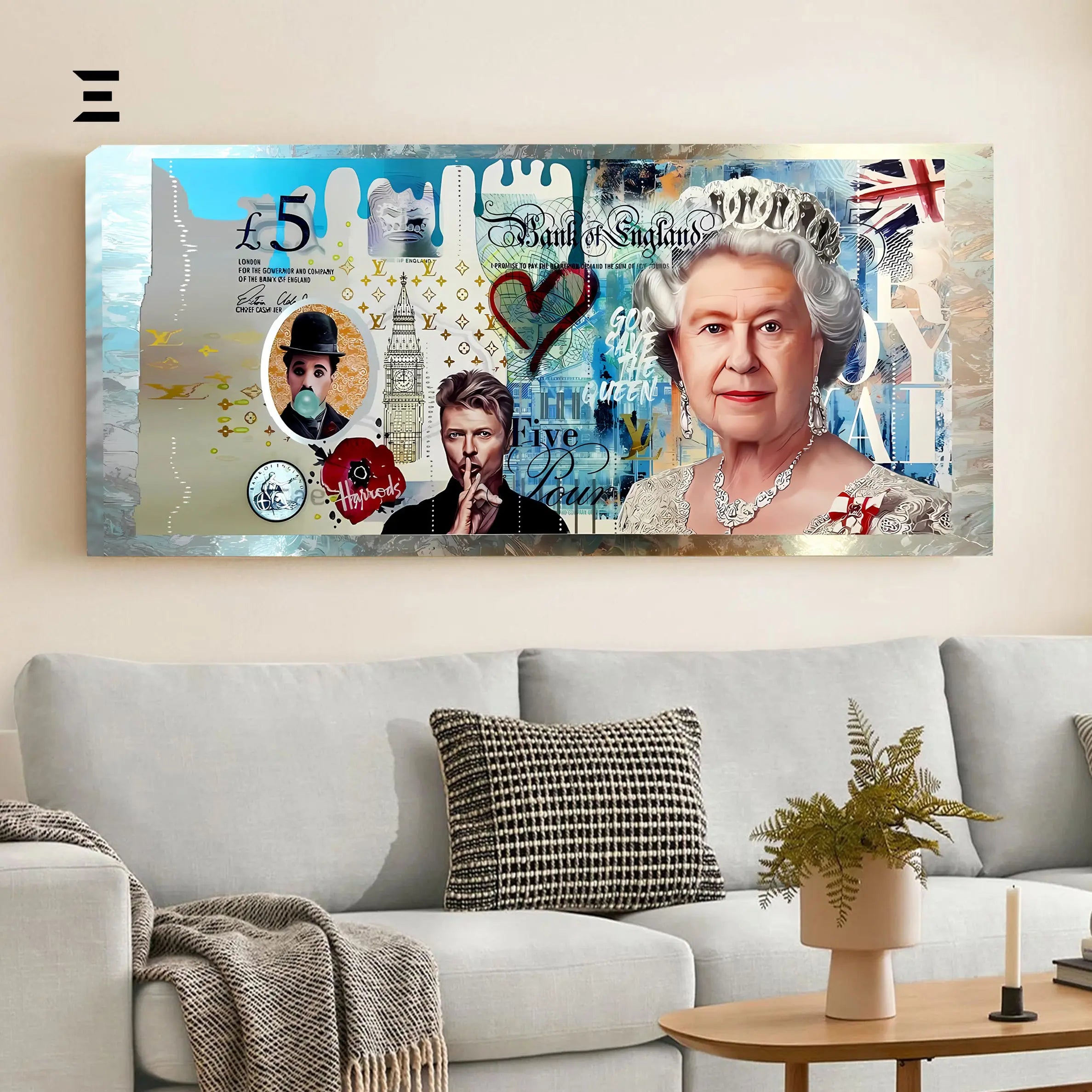 Ultra Wide Wall Art – British Royal Pop Art Money Edition | IBRELIA™ IBRELIA