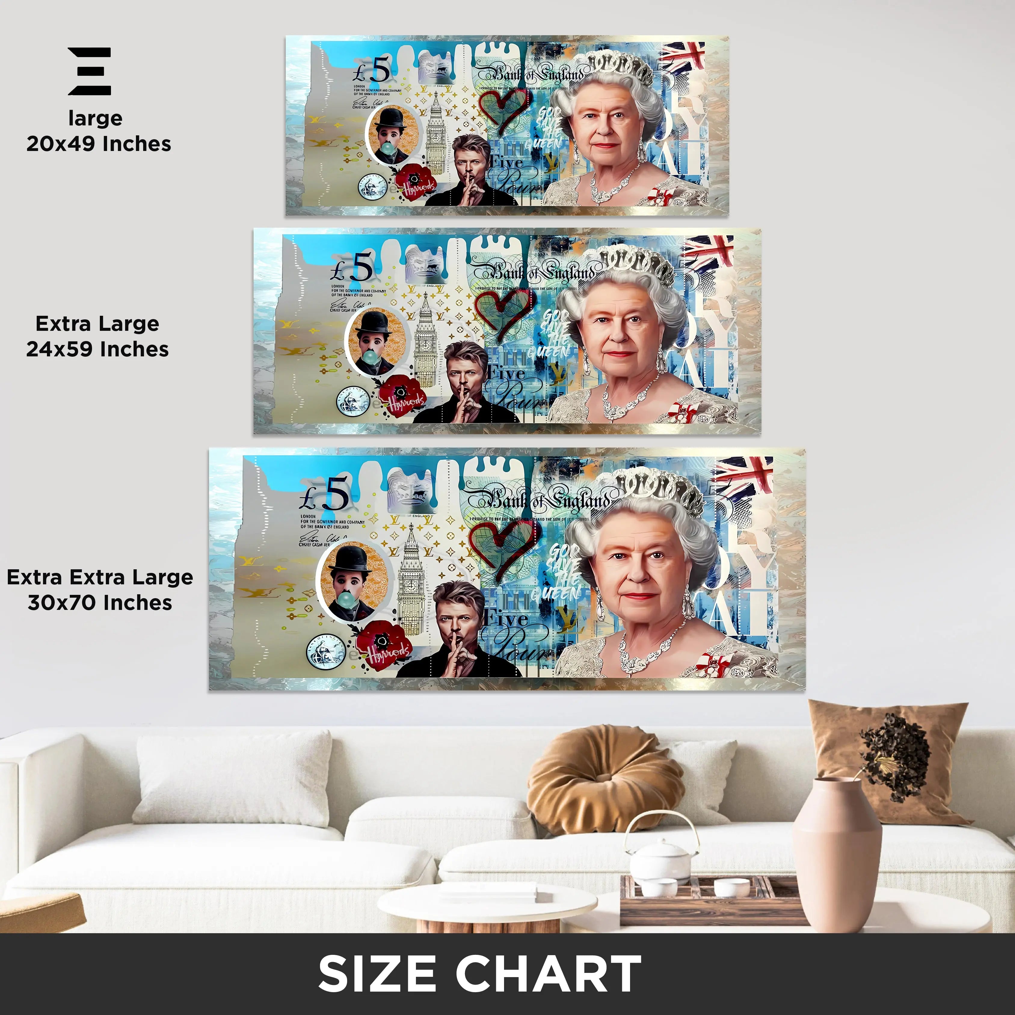 Ultra Wide Wall Art – British Royal Pop Art Money Edition | IBRELIA™ IBRELIA