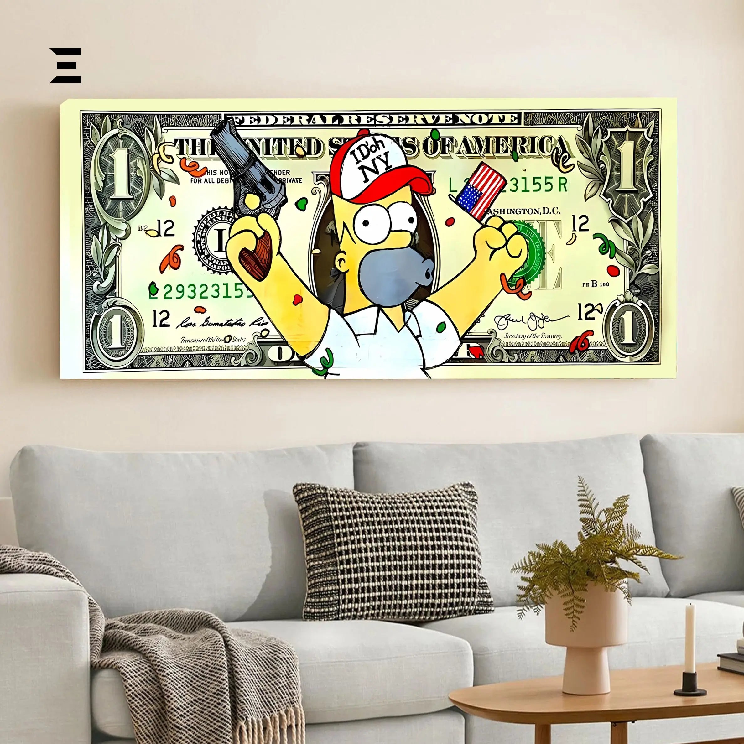 Ultra Wide Wall Art – Homer Money Dollar Art Edition | IBRELIA™ IBRELIA