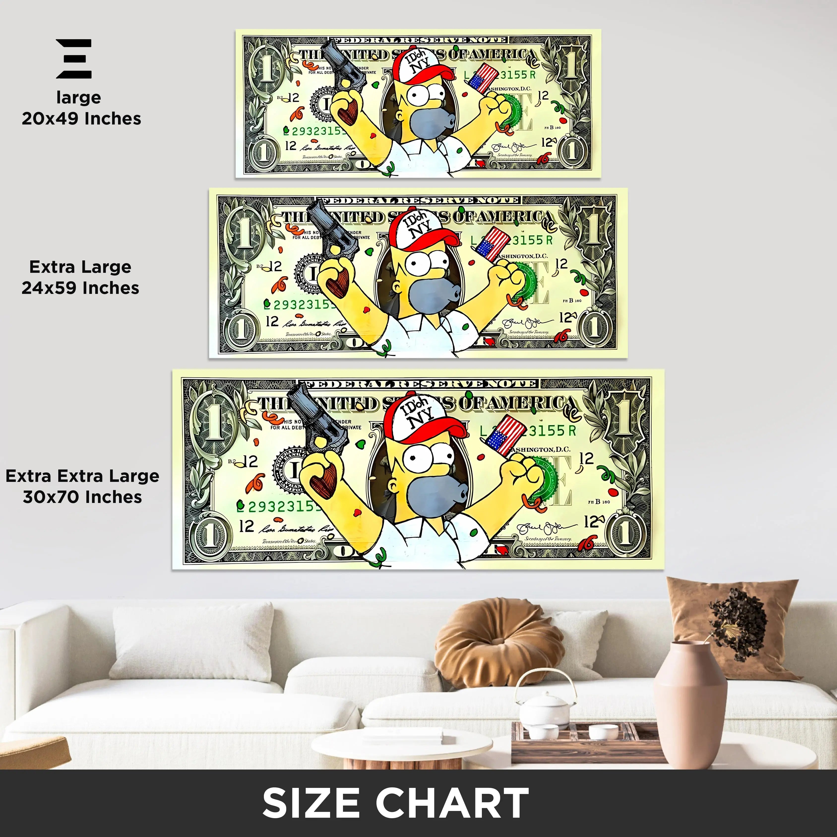 Ultra Wide Wall Art – Homer Money Dollar Art Edition | IBRELIA™ IBRELIA