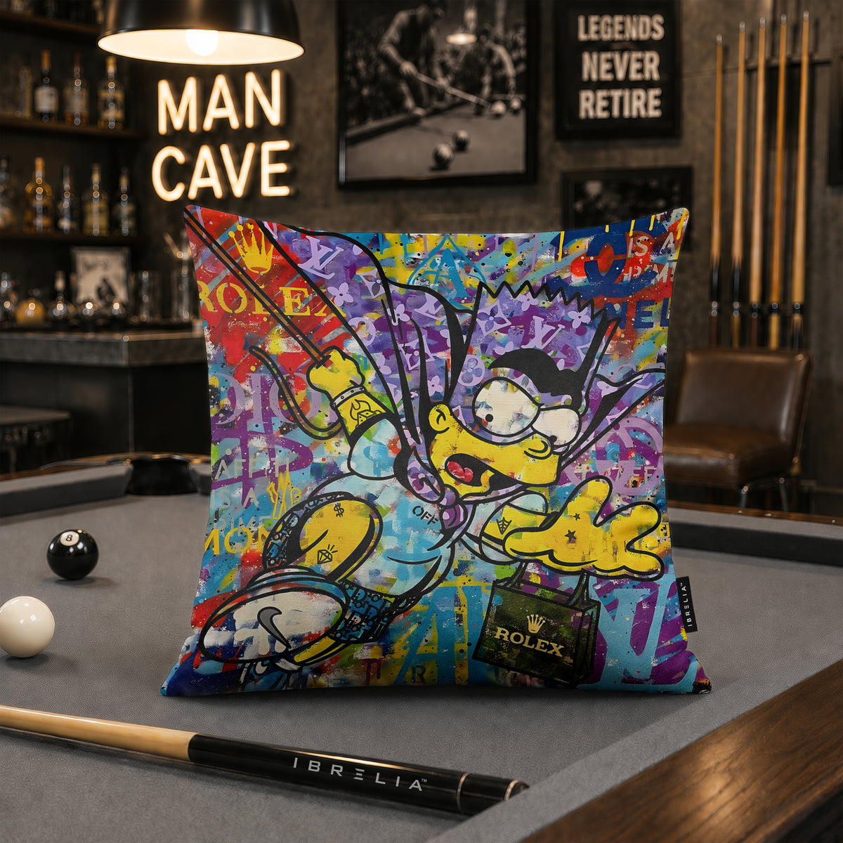 Bart Simpson Luxury Shopping Pop Art Cushion | Premium Velvet Suede | Double-Sided Print