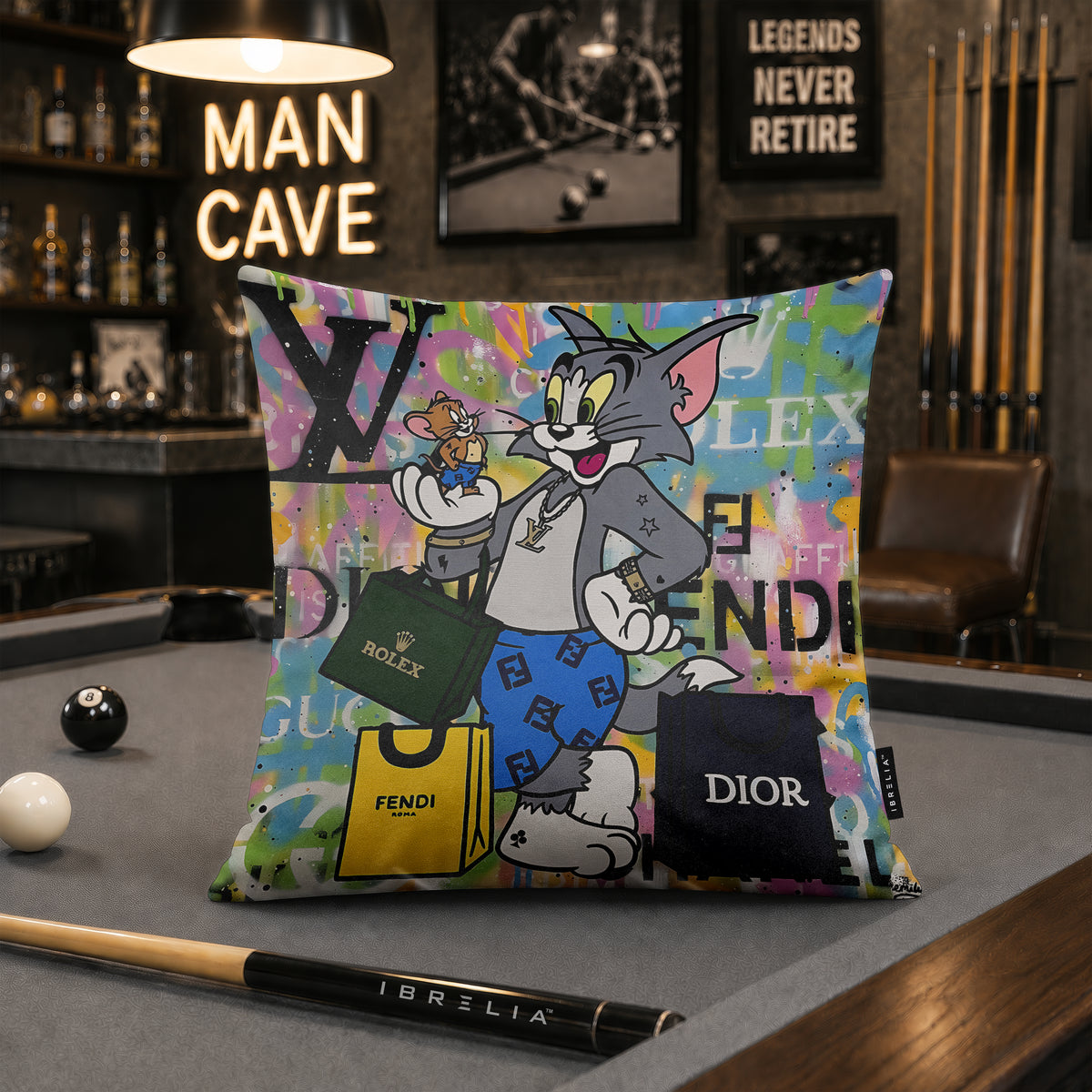 Tom & Jerry Luxury Shopping Fashion Pop Art Cushion | Premium Velvet Suede | Double-Sided Print