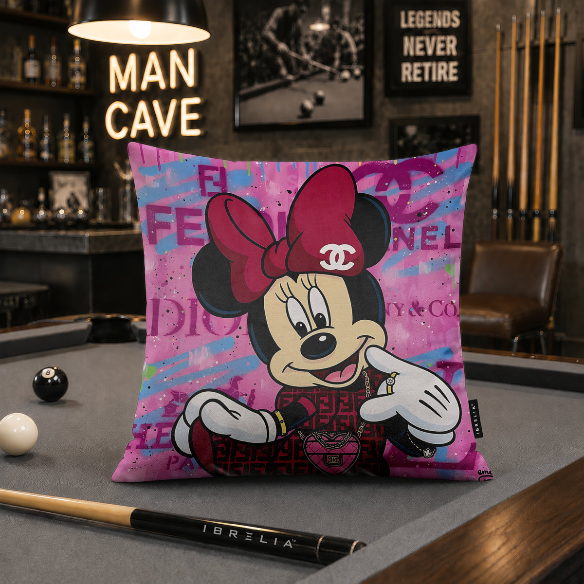 Minnie Mouse Luxury Streetwear Pop Art Cushion | Premium Velvet Suede | Double-Sided Print