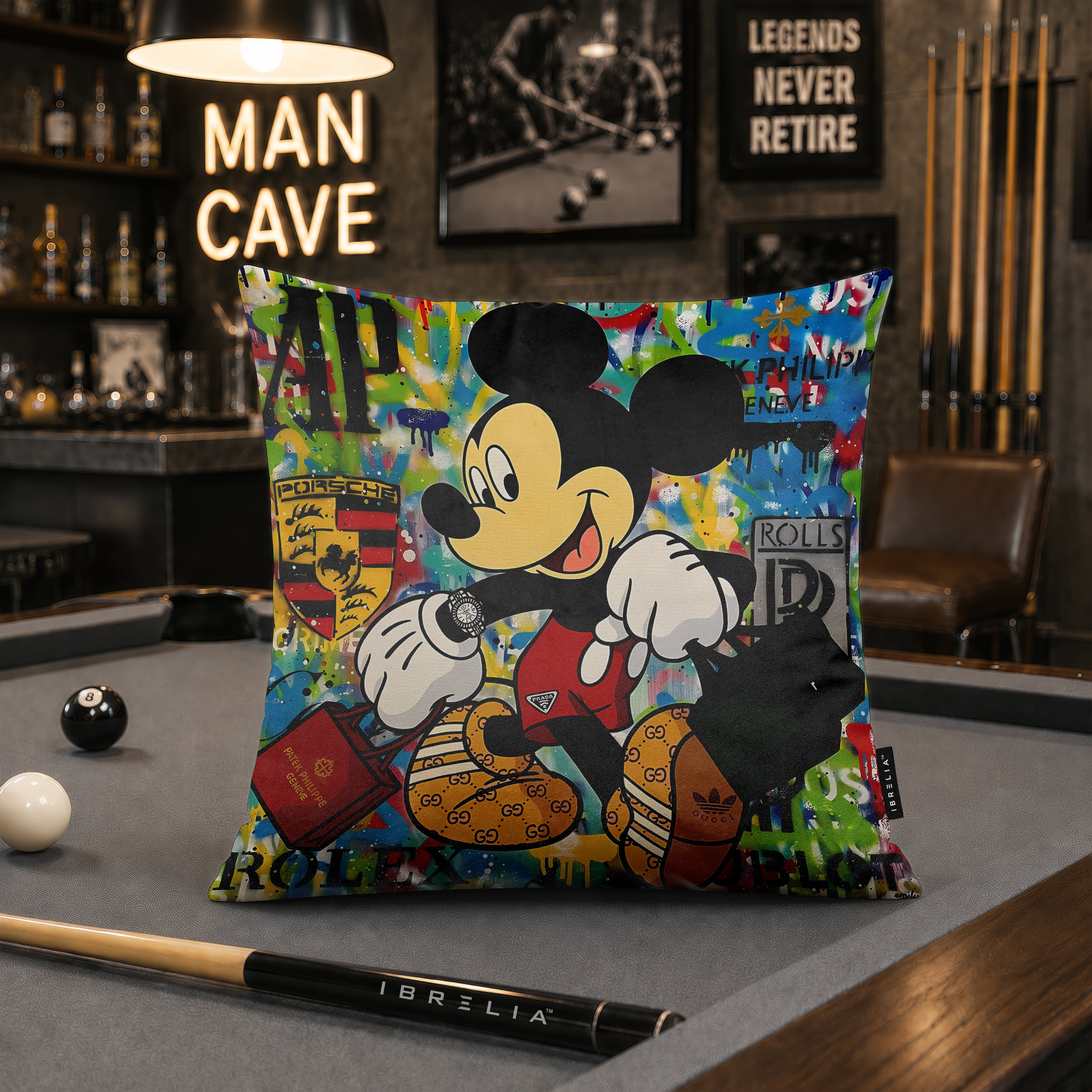 Mickey Mouse Luxury Streetwear Pop Art Cushion | Premium Velvet Suede | Double-Sided Print