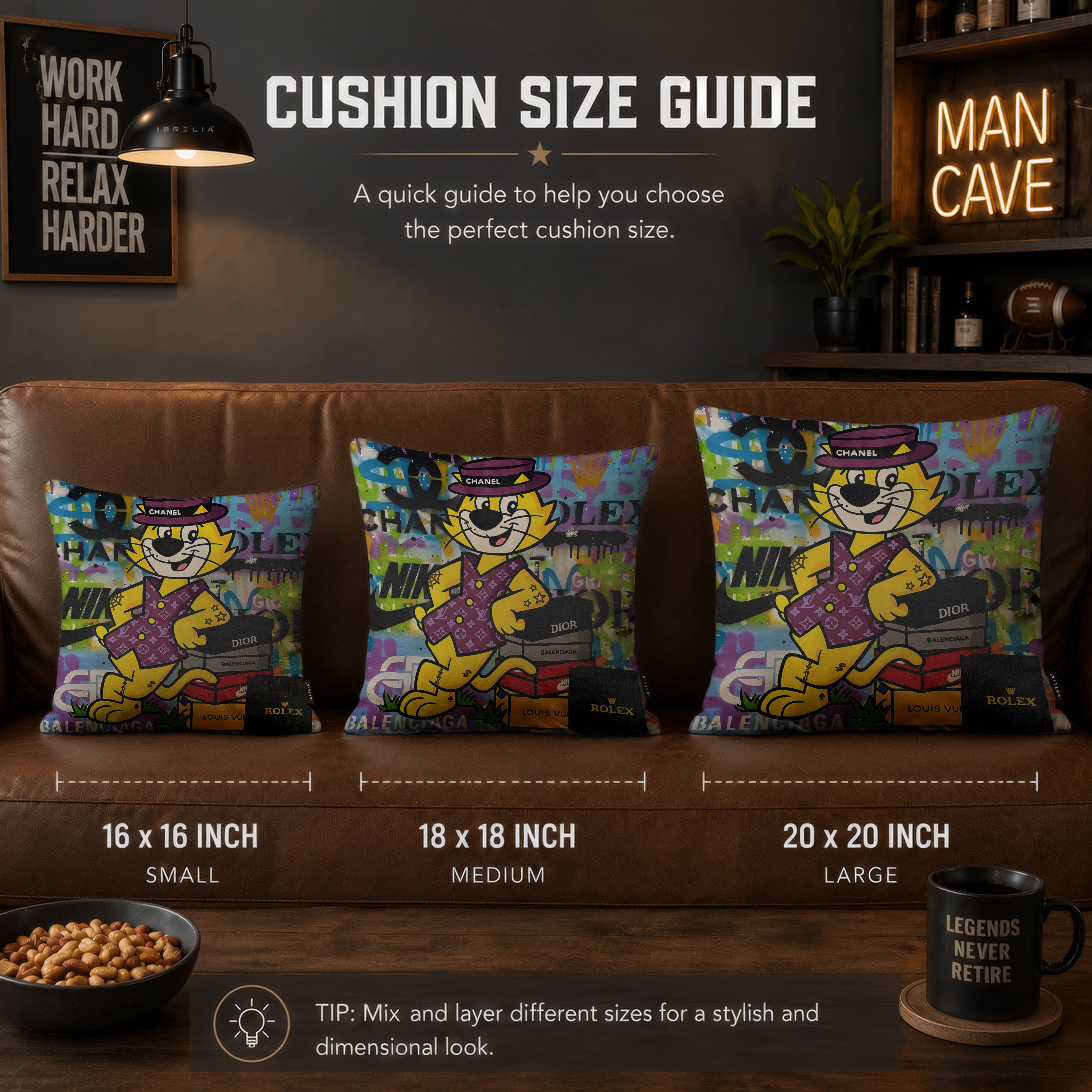 Top Cat Luxury Shopping Pop Art Cushion | Premium Velvet Suede | Double-Sided Print