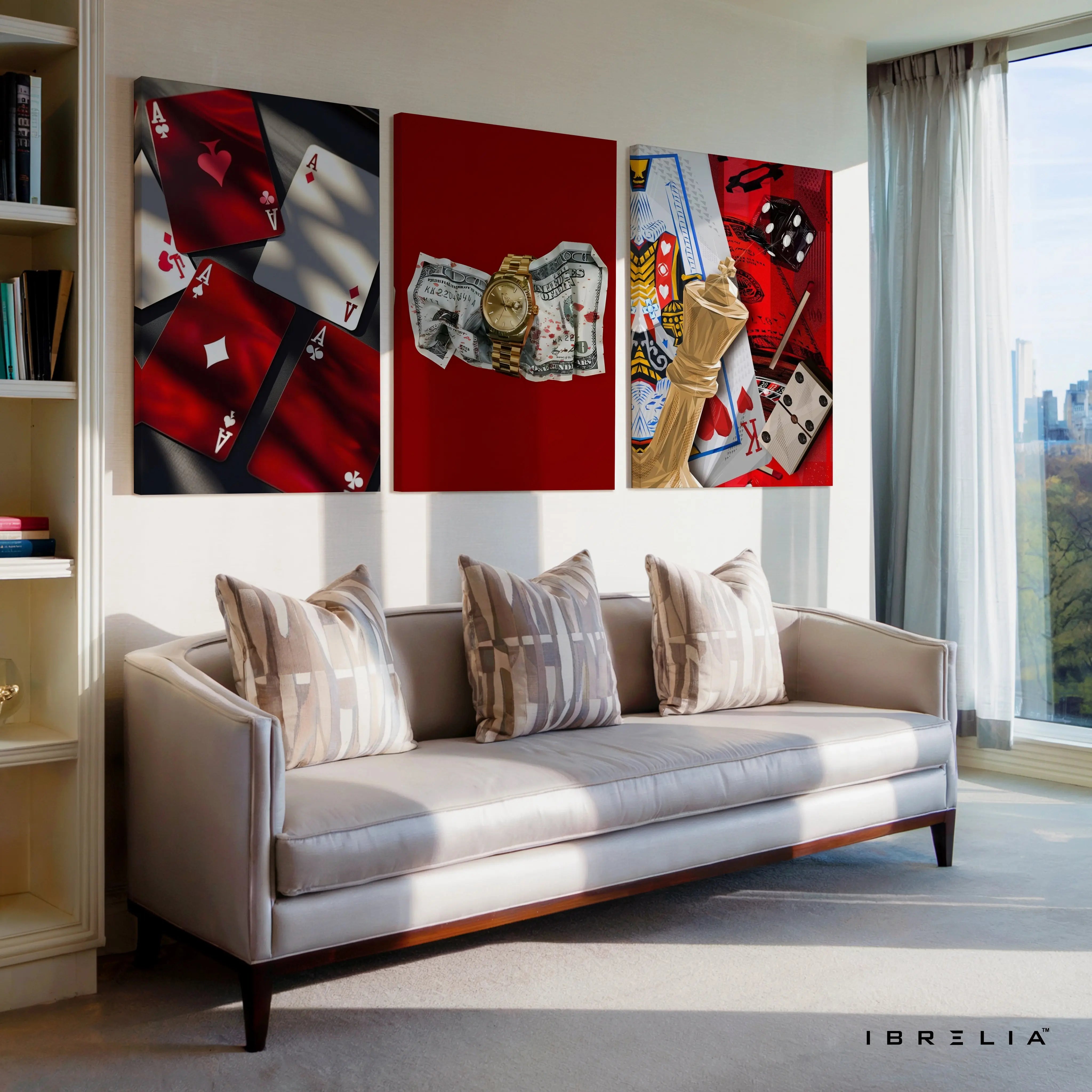 Casino Royal Cards & Luxury Poker 3 Panel 4K Ultra HD Wall Art in Pakistan | IBRELIA™ IBRELIA