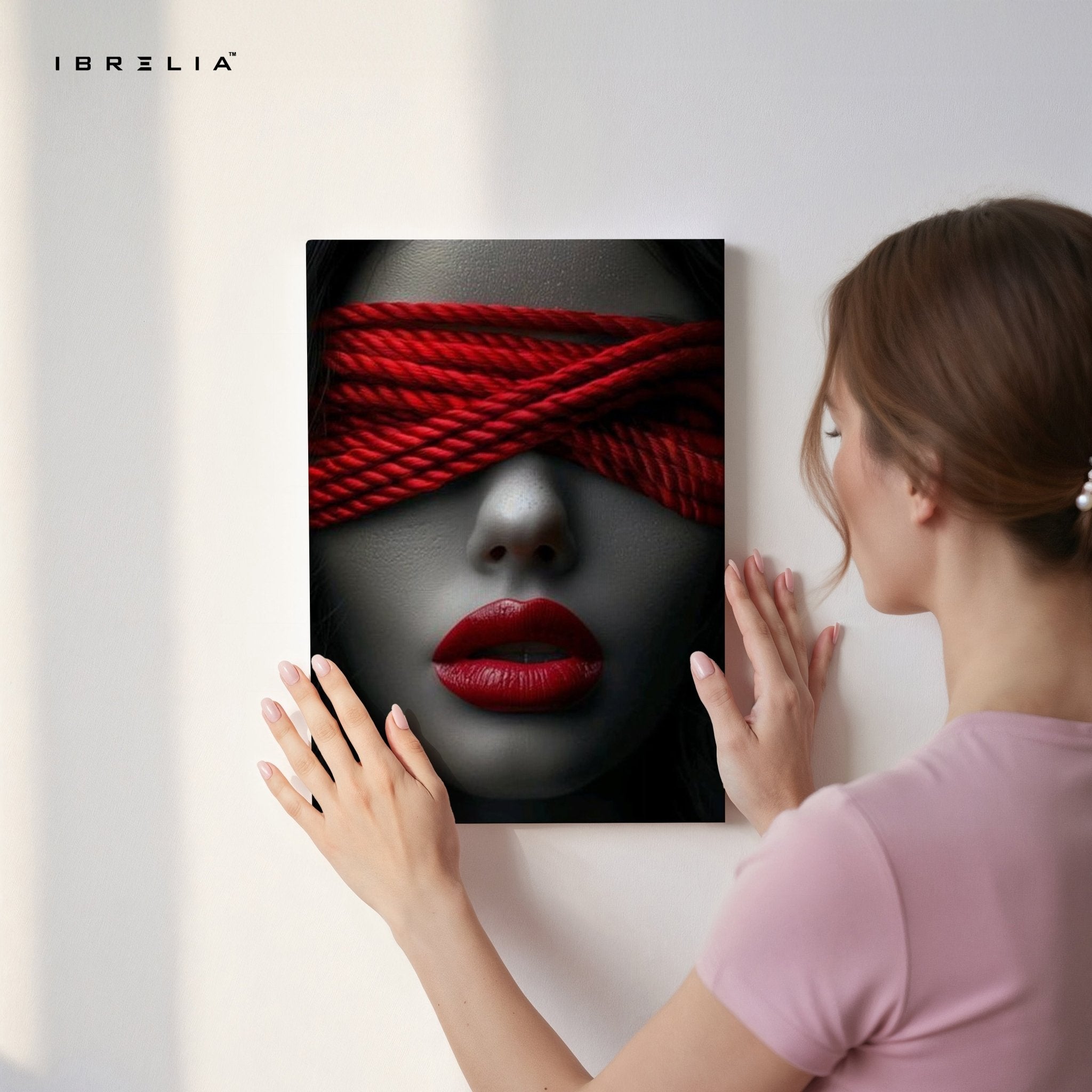 Red Blindfold Wall Frame | 4K Ultra Wrap Frame Wall Art in Pakistan | IBRELIA™ - IBRELIA