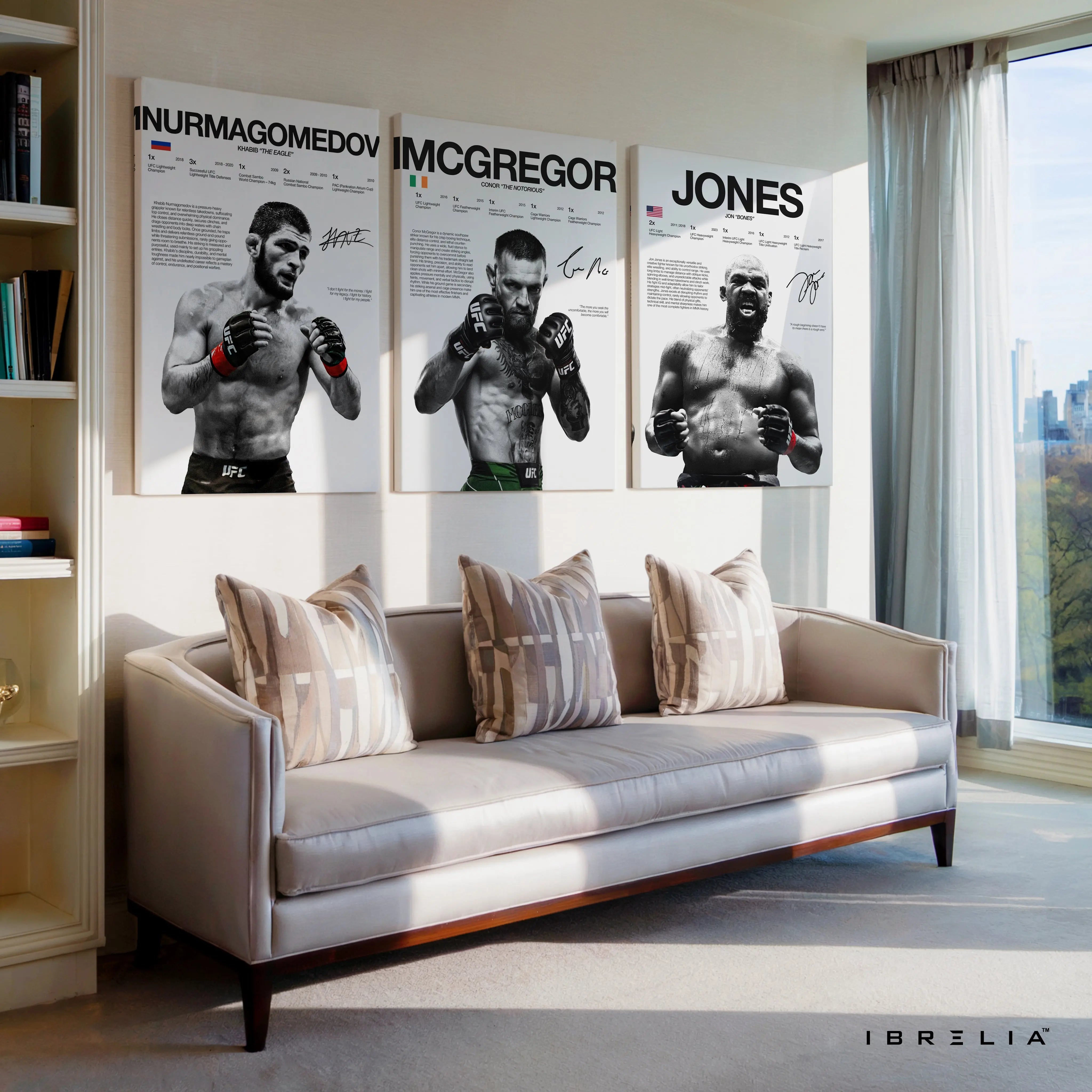 Khabib Nurmagomedov McGregor Jon Jones UFC Legends 3 Panel 4K Ultra HD Wall Art in Pakistan | IBRELIA™ IBRELIA