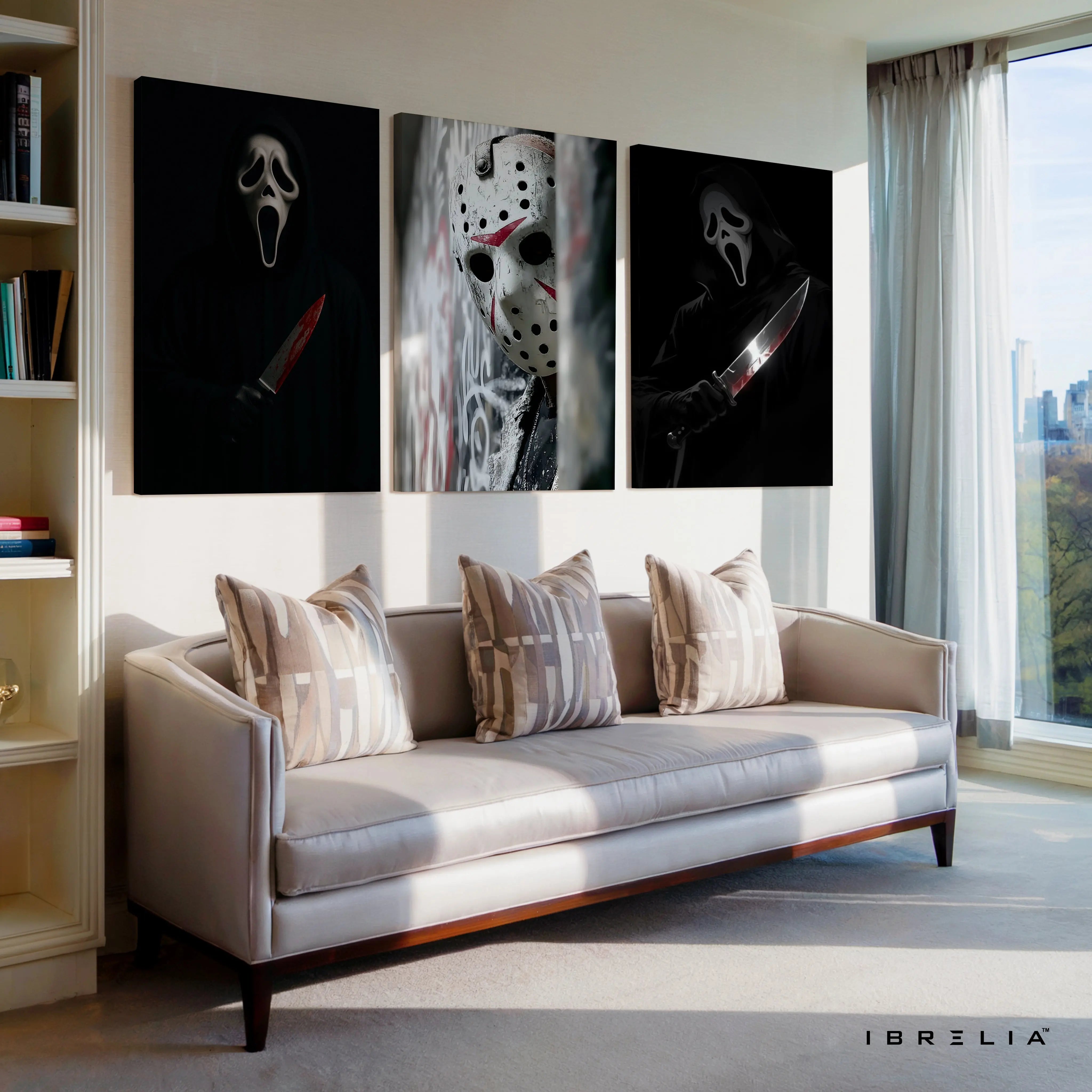Horror Slasher Icons 3 Panel 4K Ultra HD Wall Art in Pakistan | IBRELIA™ IBRELIA