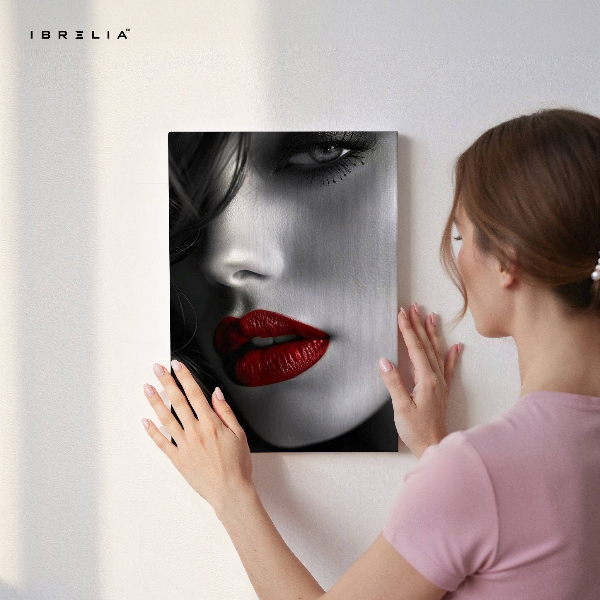 Red Lips Noir Wall Frame | 4K Ultra Wrap Frame Wall Art in Pakistan | IBRELIA™ - IBRELIA