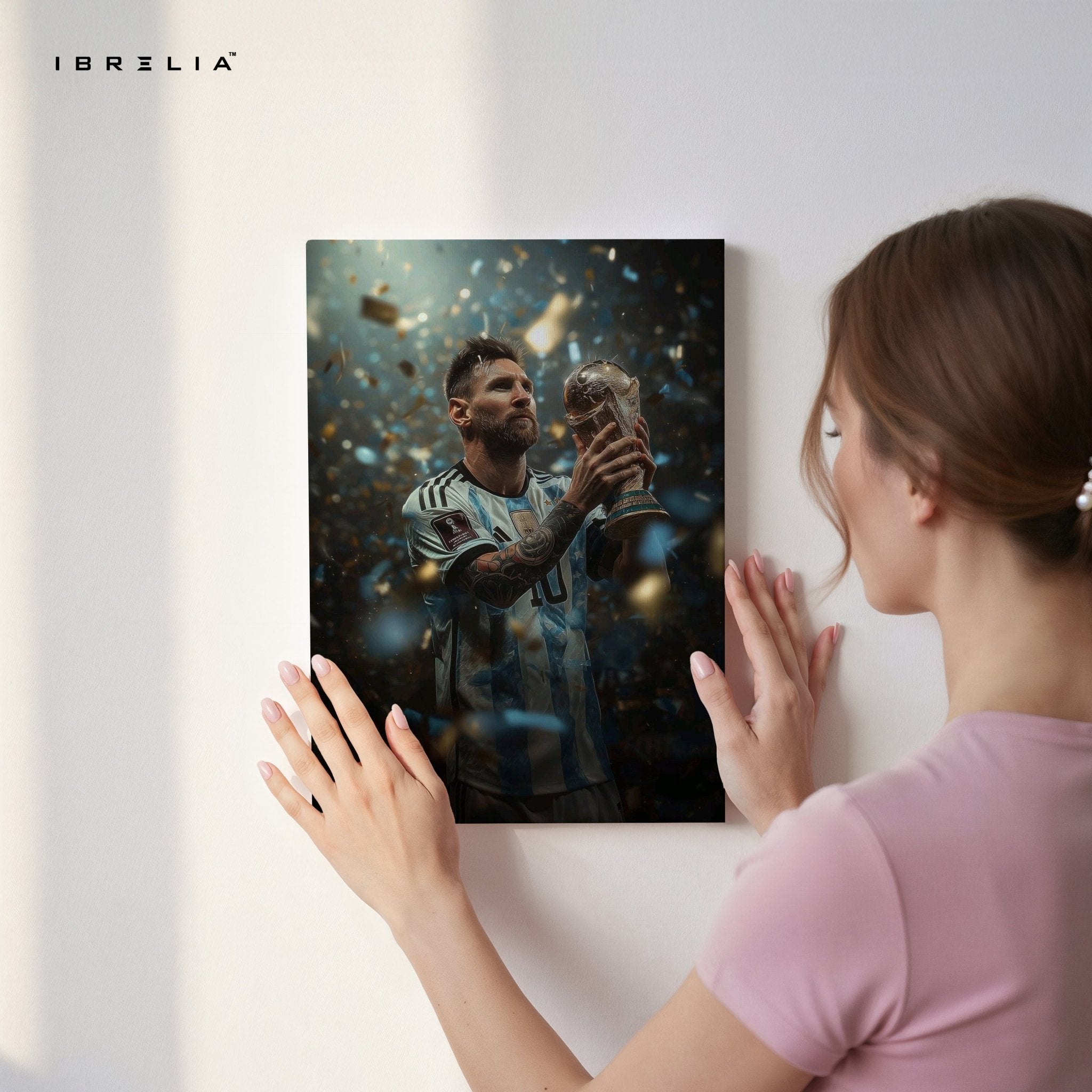 Lionel Messi World Champion Trophy Wall Frame | 4K Ultra Wrap Frame Wall Art in Pakistan | IBRELIA™ - IBRELIA