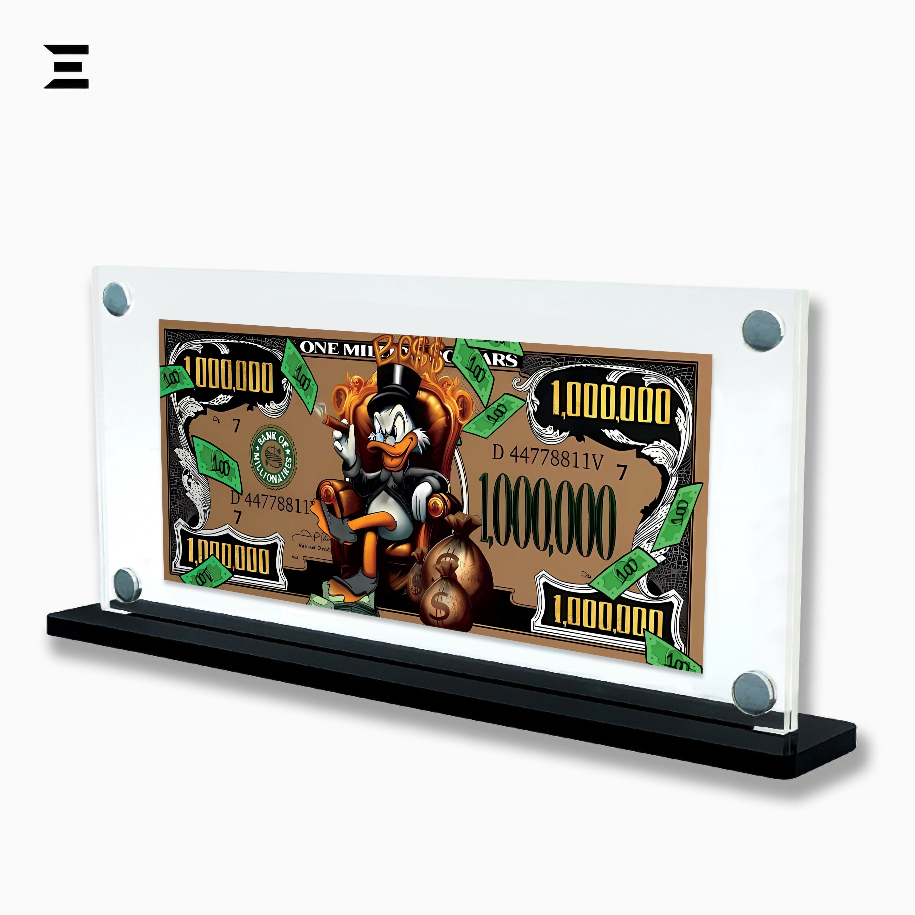 Premium Magnetic Acrylic Frame with Black Base – Scrooge McDuck Million Dollar Pop Art IBRELIA