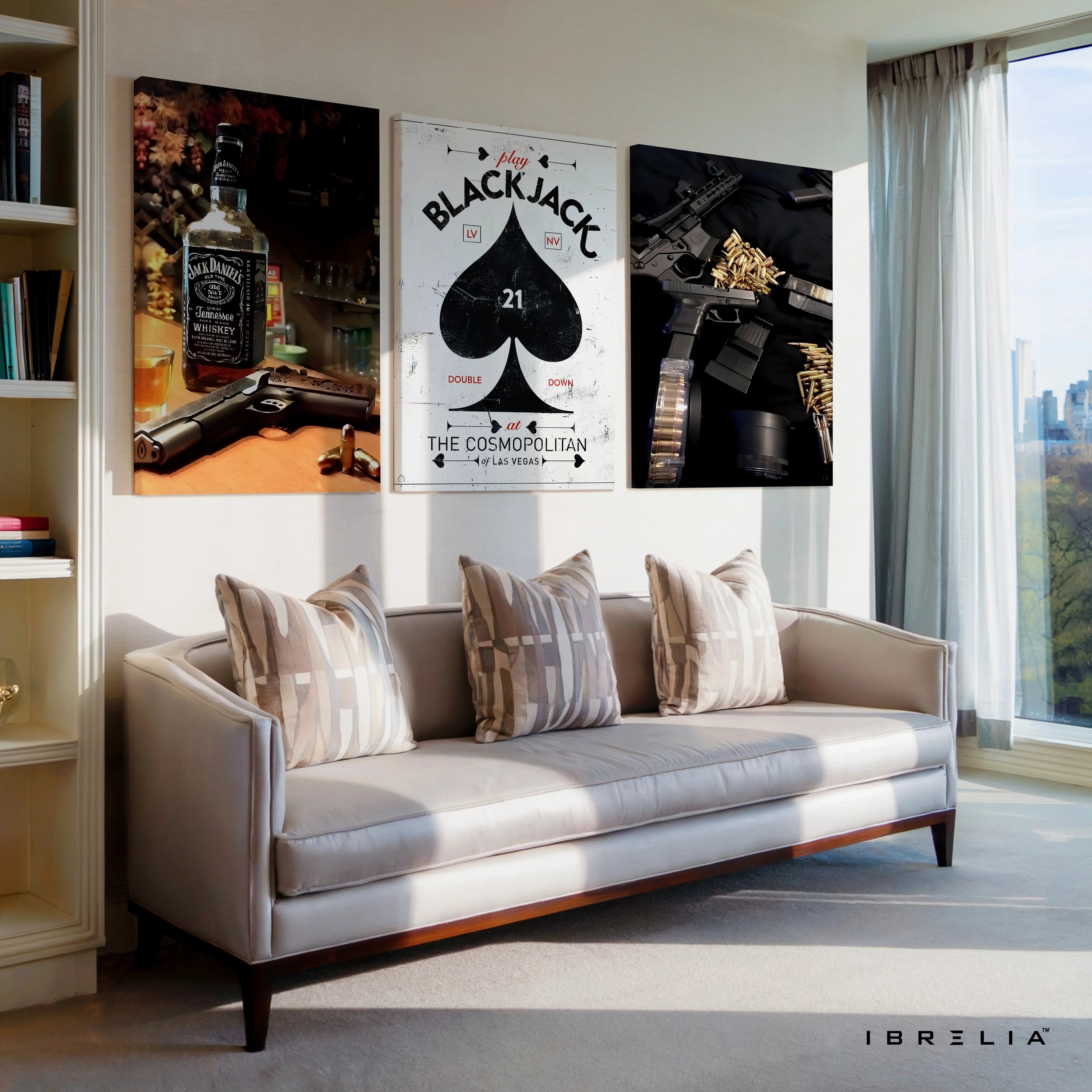 Casino Lifestyle Blackjack Whiskey 3 Panel 4K Ultra HD Wall Art in Pakistan | IBRELIA™ IBRELIA