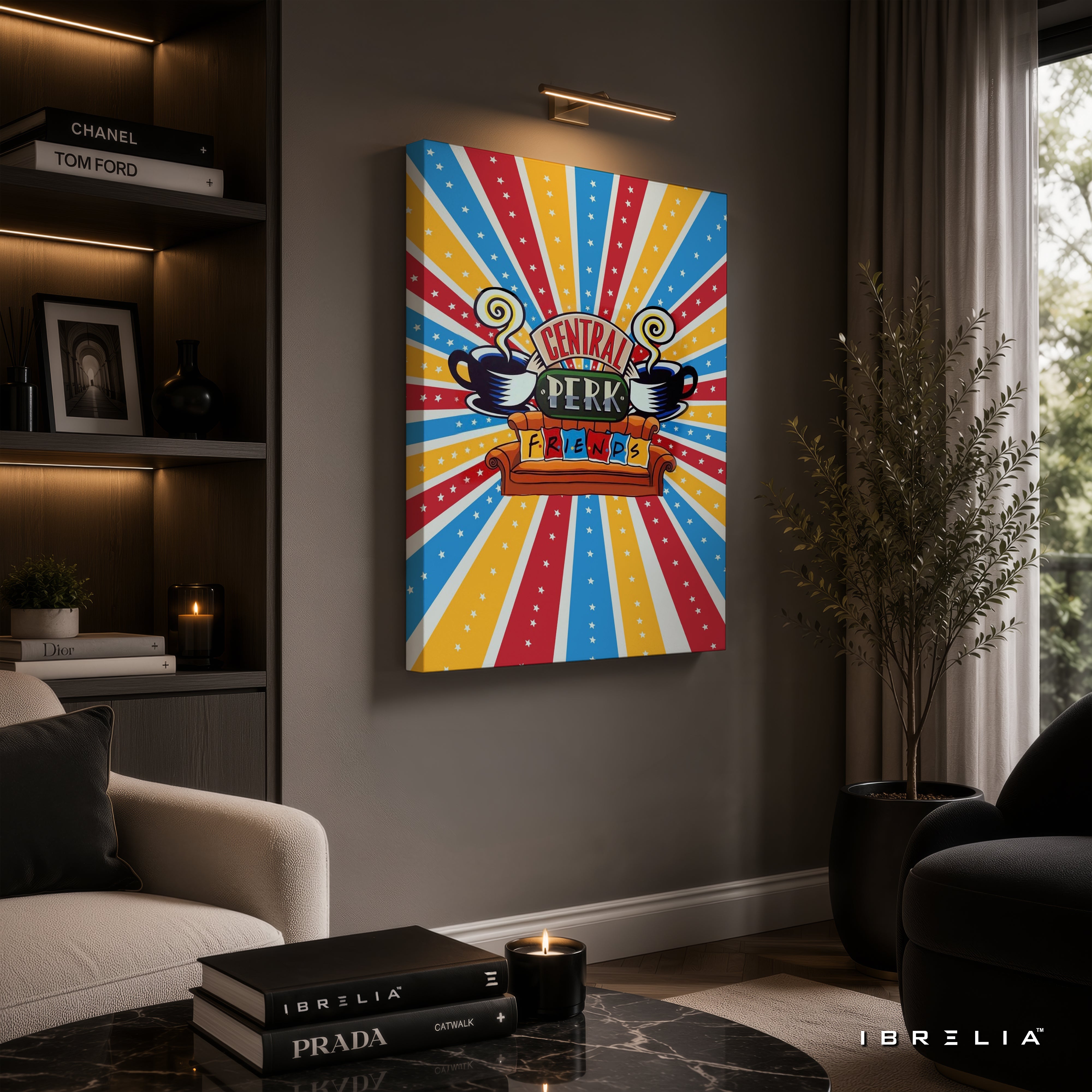 Central Perk Friends Canvas Wall Art – Colorful Retro Friends Coffee Shop Canvas Print | Sitcom Wall Decor | IBRELIA™