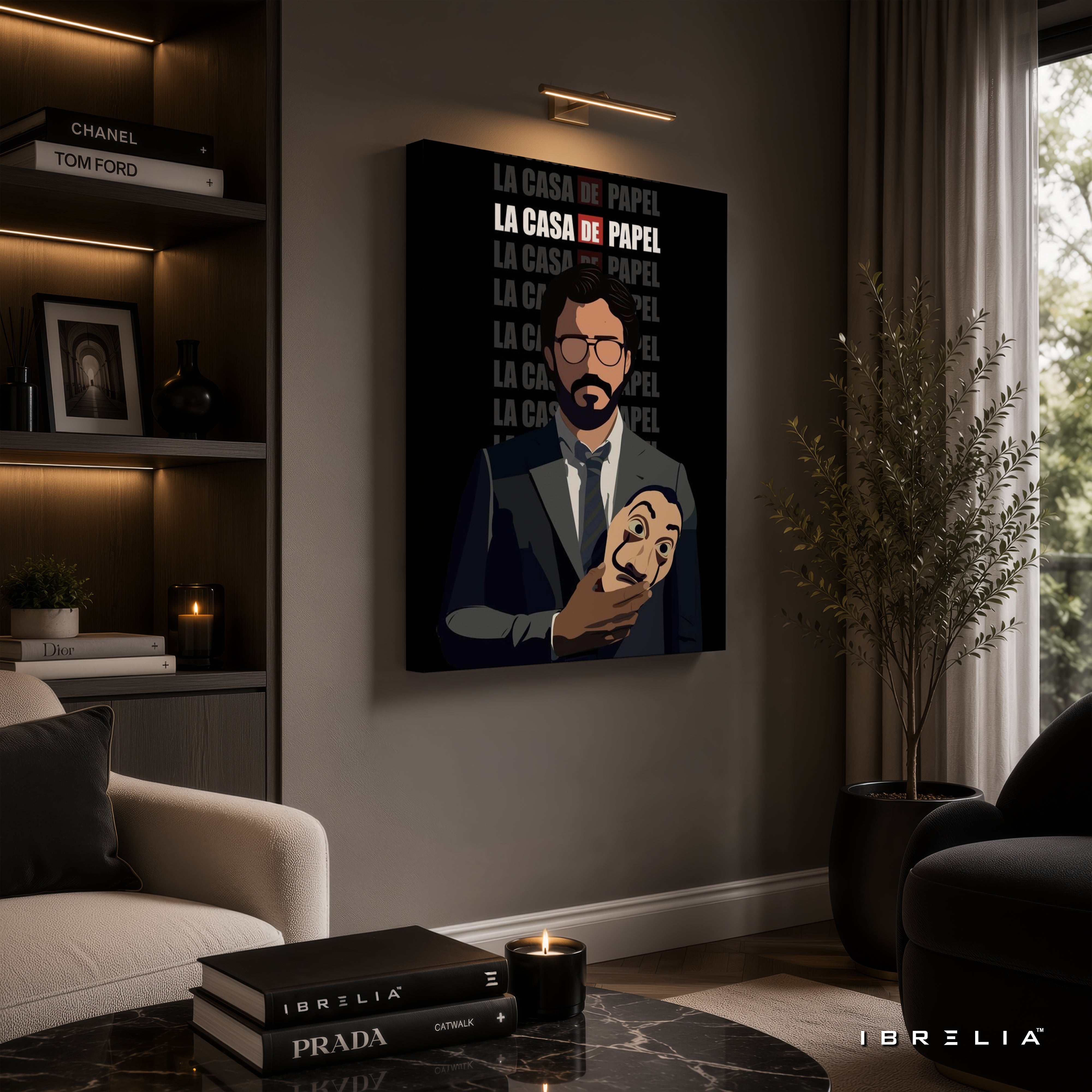 The Professor & Dali Mask Premium Wall Art – La Casa de Papel (Money Heist) 4K Wrapped MDF Frame | IBRELIA™