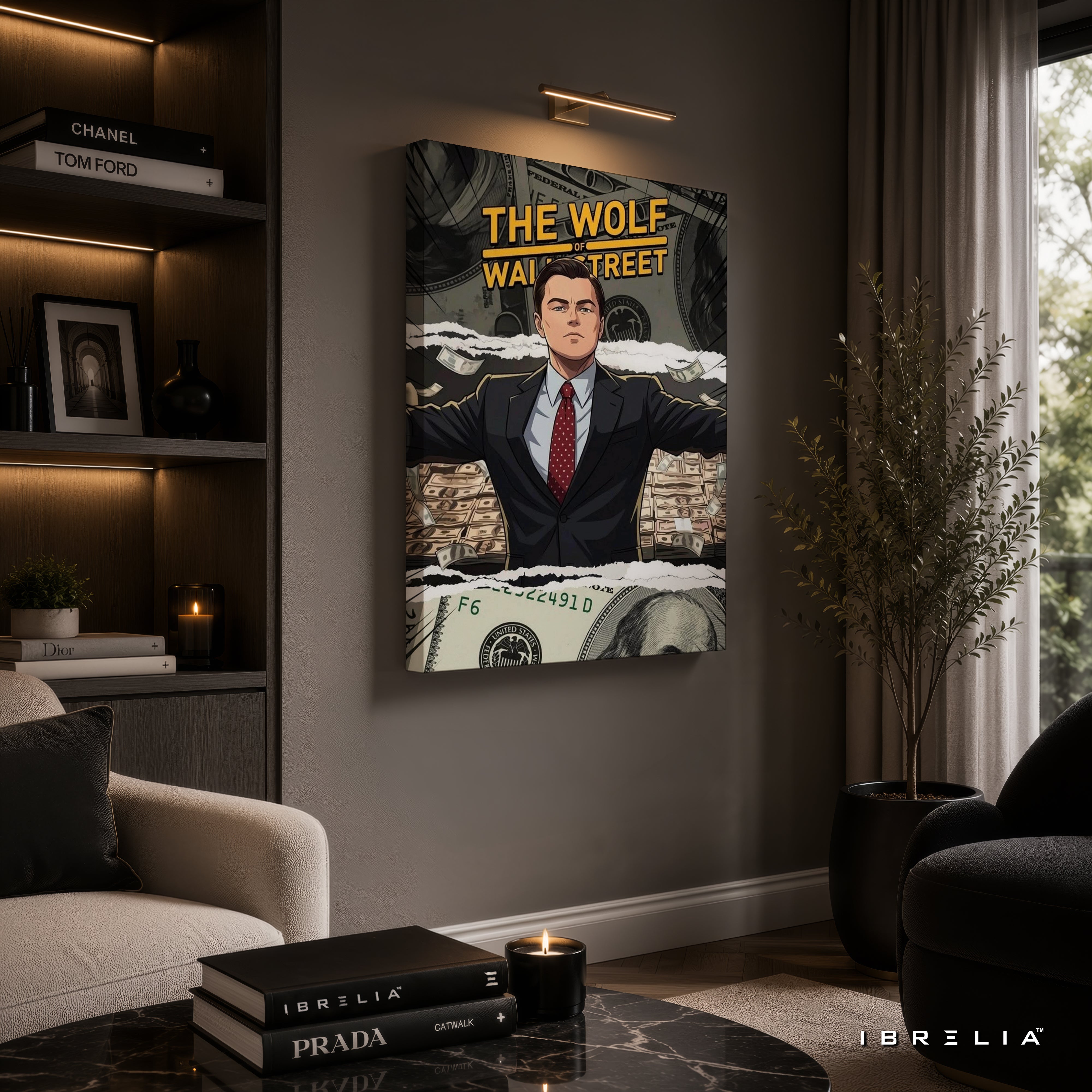The Wolf of Wall Street Jordan Belfort Canvas Wall Art – Premium Money & Success Movie Decor | IBRELIA™