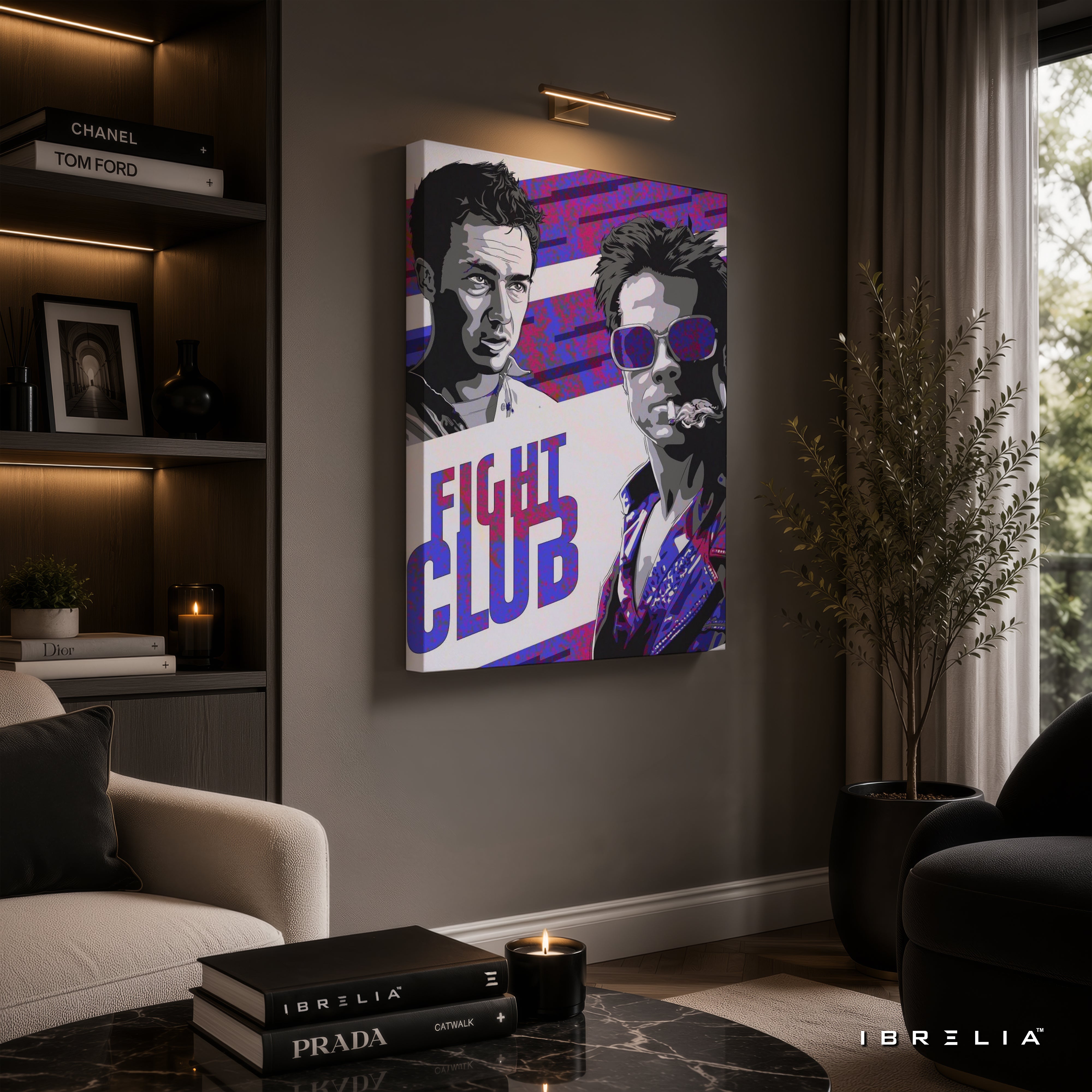 Fight Club Premium Canvas Wall Art – Tyler Durden & The Narrator Movie Artwork | Cult Classic Cinema Decor | IBRELIA™