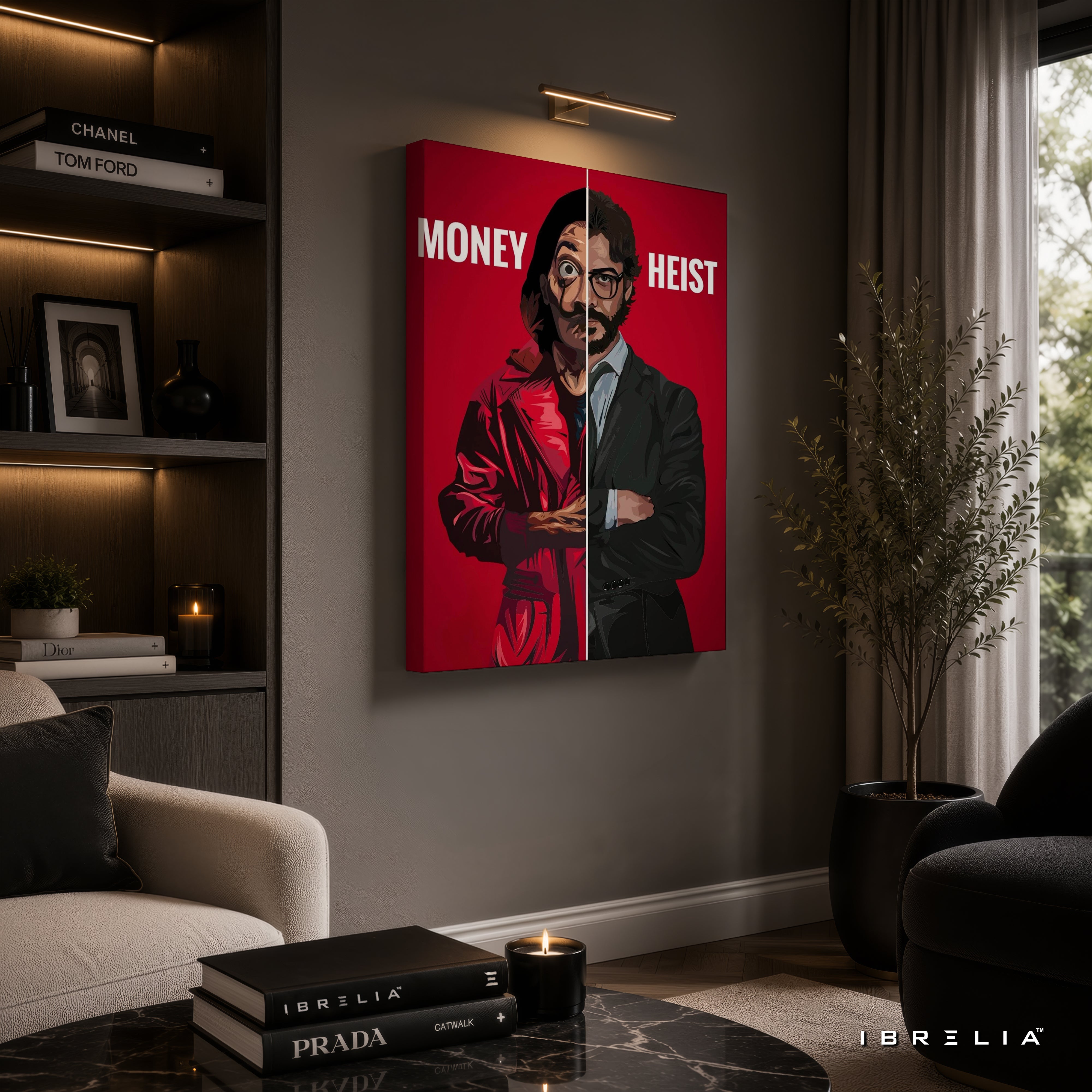 Money Heist Professor Split Premium Wall Art – La Casa de Papel 4K Wrapped MDF Frame | IBRELIA™