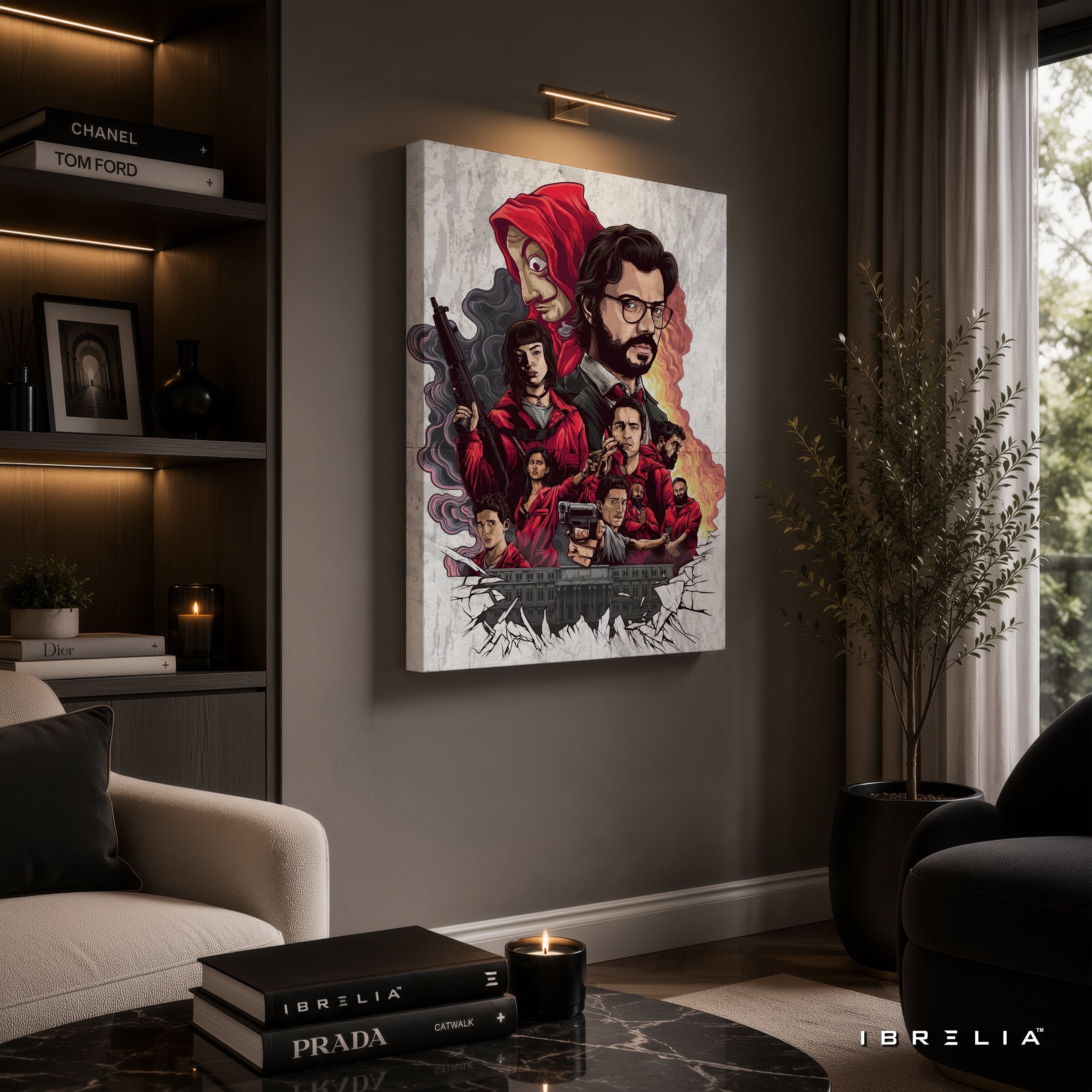 Money Heist Premium Collage Wall Art – La Casa de Papel (The Professor & Crew) 4K Wrapped MDF Frame | IBRELIA™