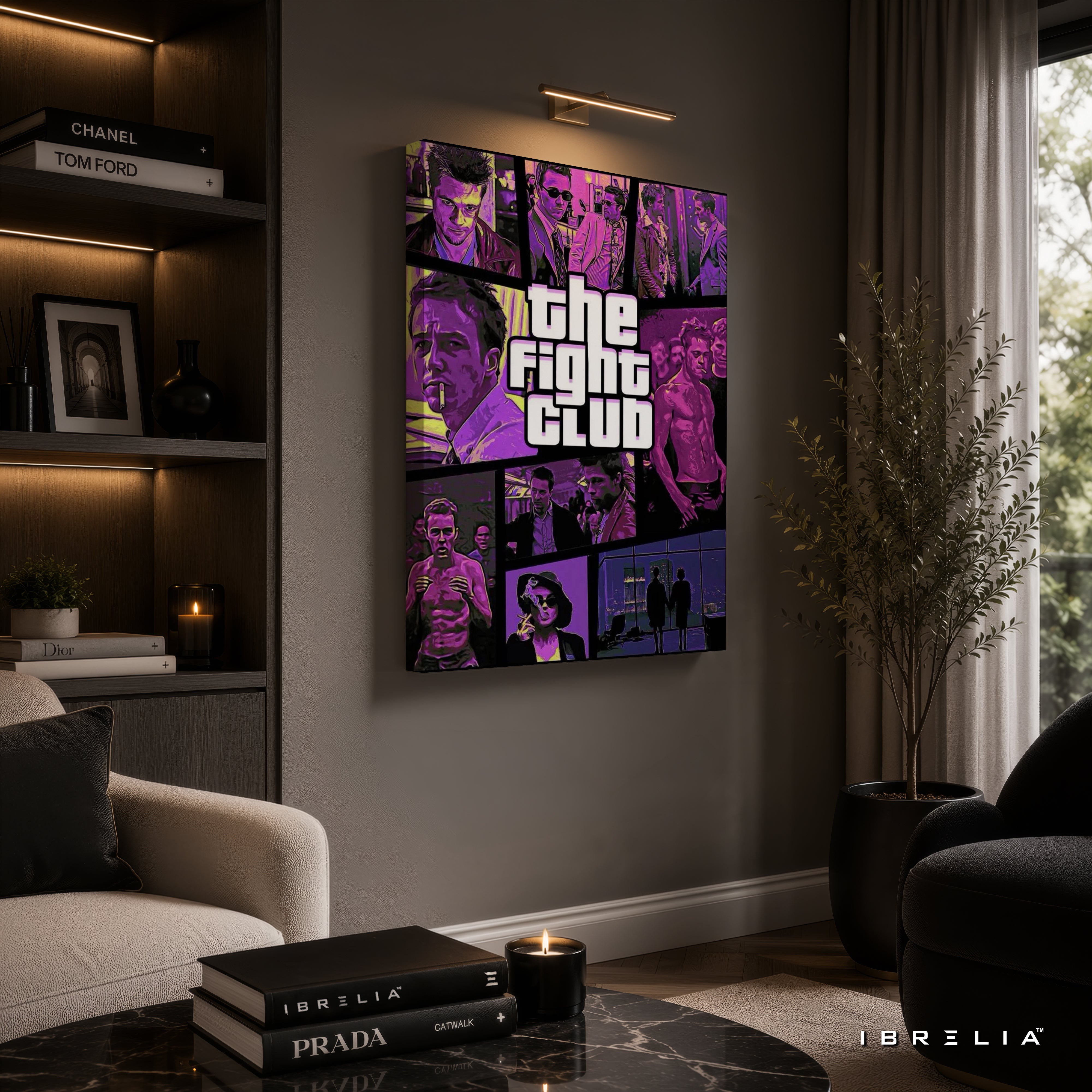 The Fight Club Premium Canvas Wall Art – Tyler Durden & Narrator Collage Movie Artwork | Cult Classic Cinema Decor | IBRELIA™