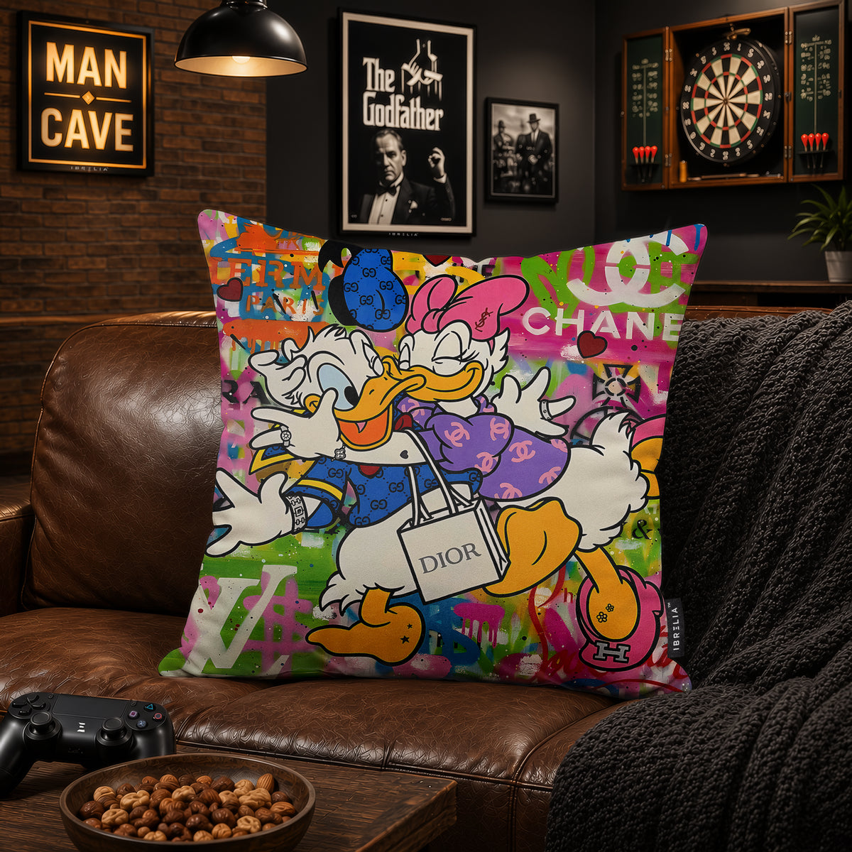 Donald & Daisy Duck Luxury Love Pop Art Cushion | Premium Velvet Suede | Double-Sided Print
