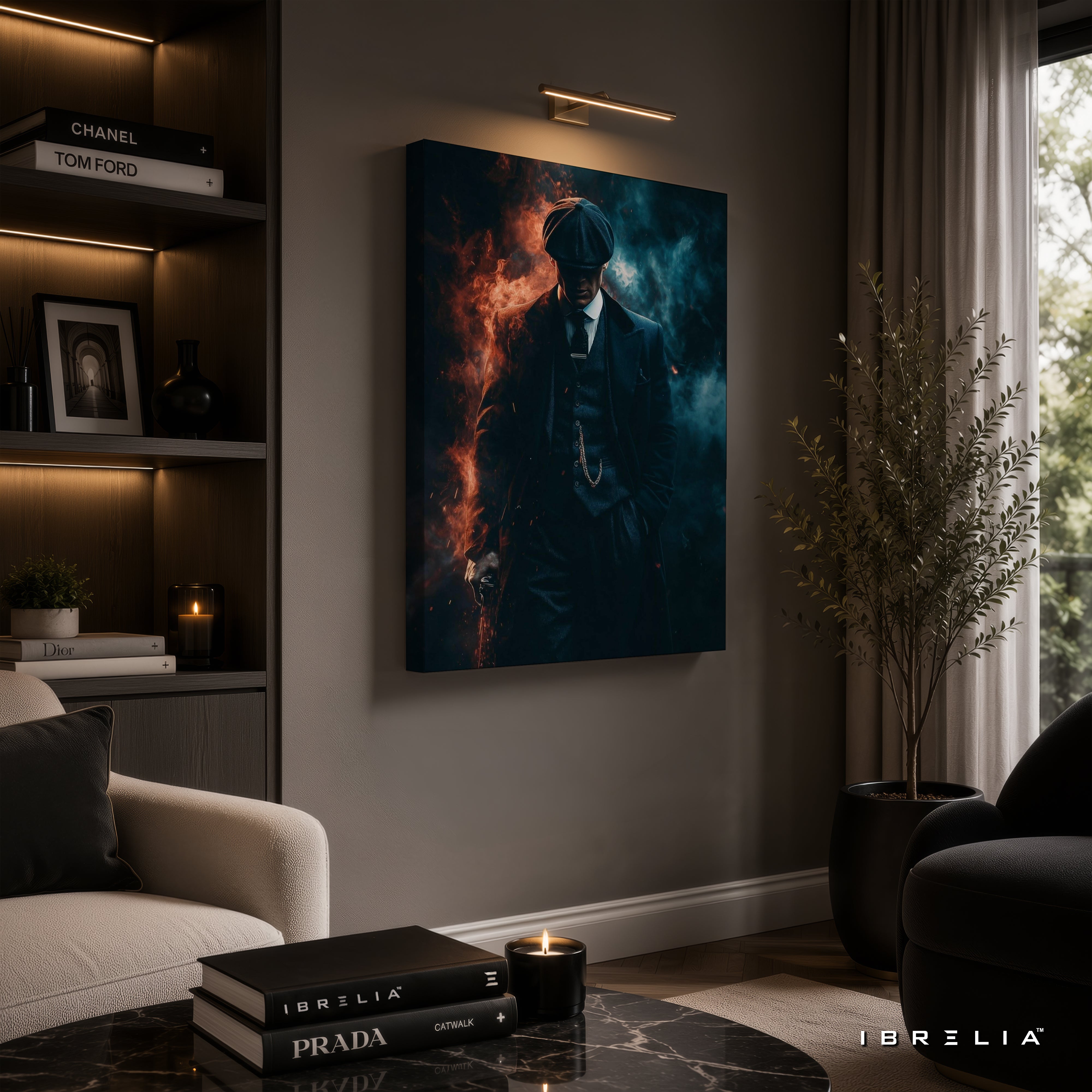 Thomas Shelby Fire & Smoke Premium Wall Art – Peaky Blinders 4K Wrapped MDF Frame | IBRELIA™