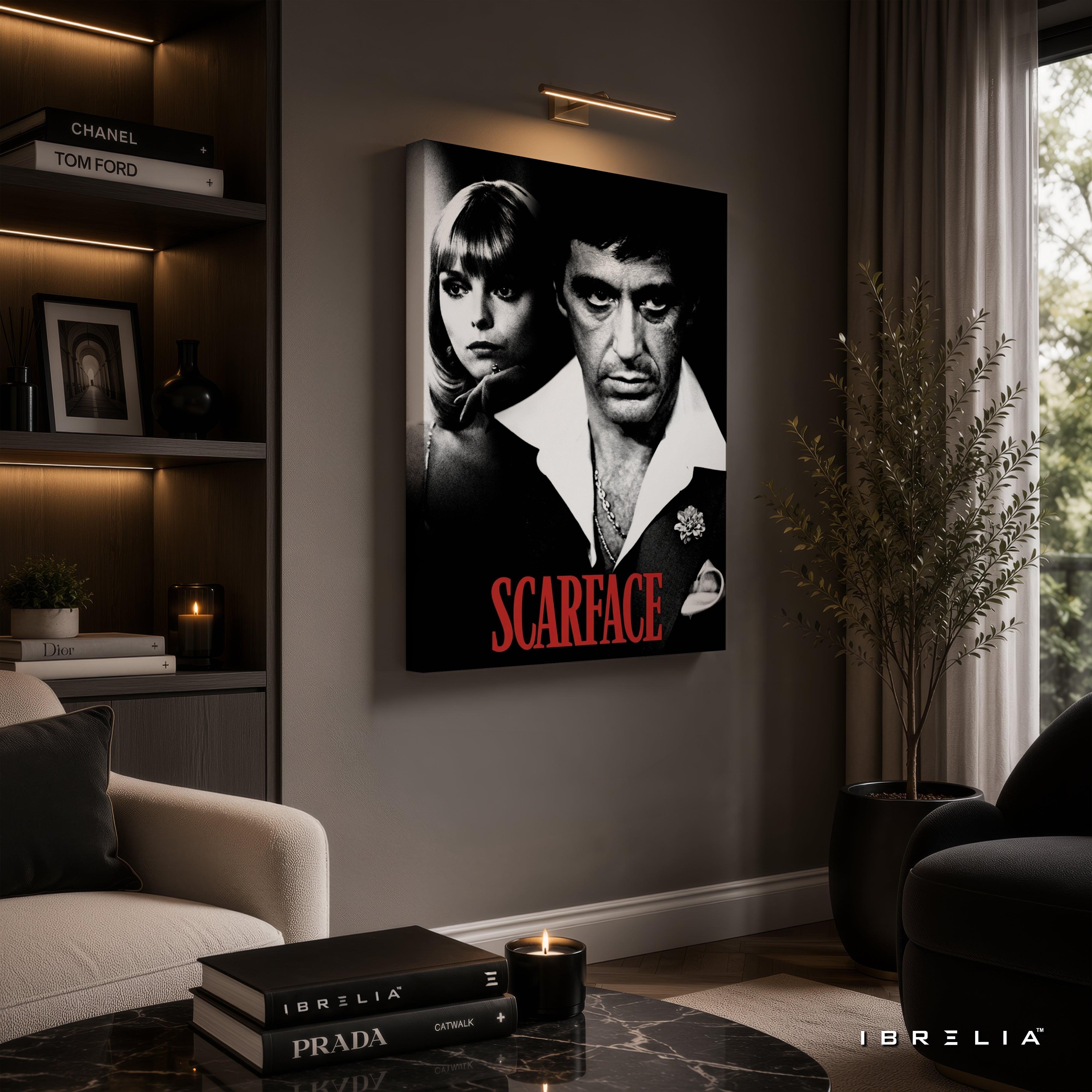 Scarface Movie Wall Art – Tony Montana Vintage Black & White Premium Wrapped MDF Wall Decor | IBRELIA™
