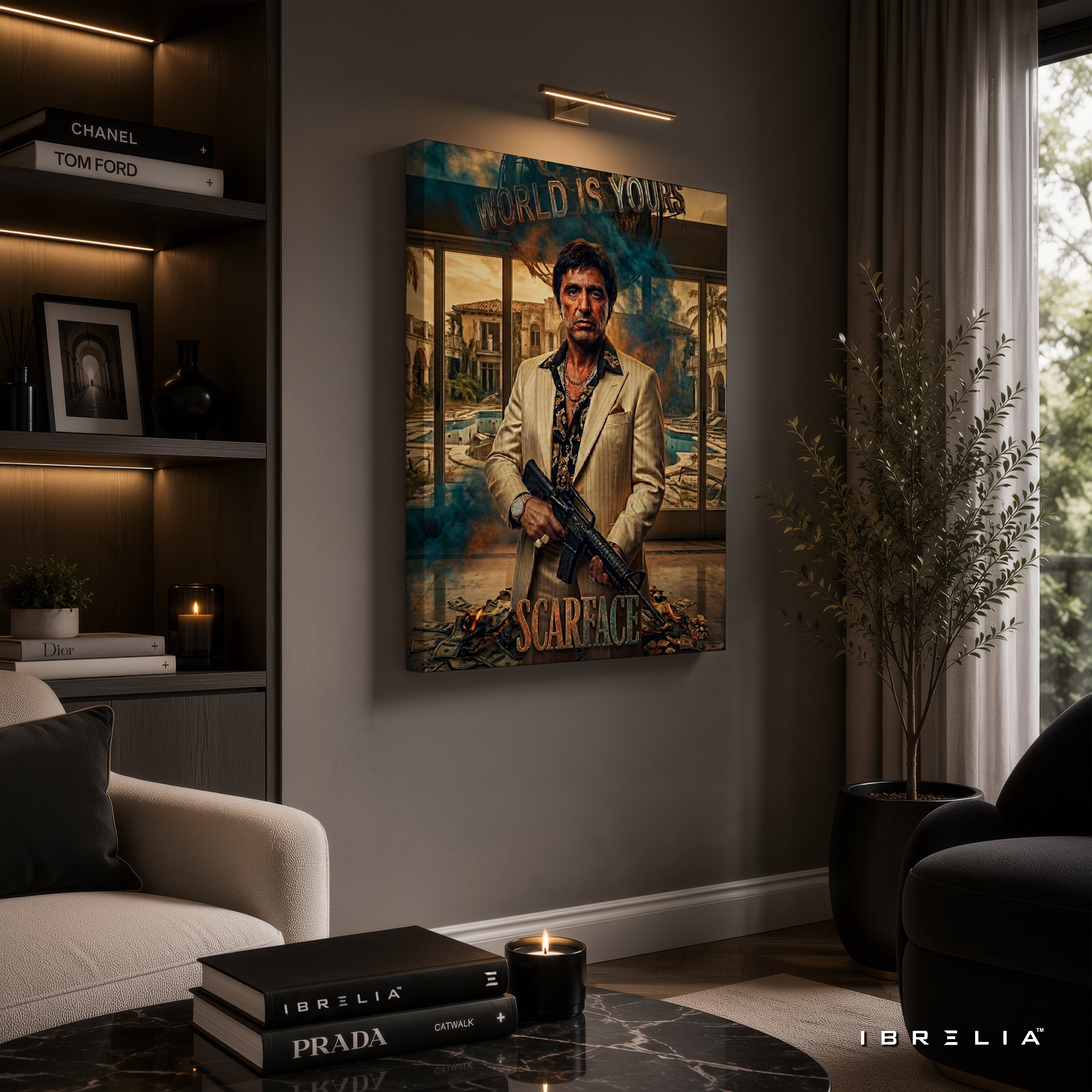Scarface Movie Wall Art – Tony Montana "The World Is Yours" Premium Wrapped MDF Wall Decor | IBRELIA™
