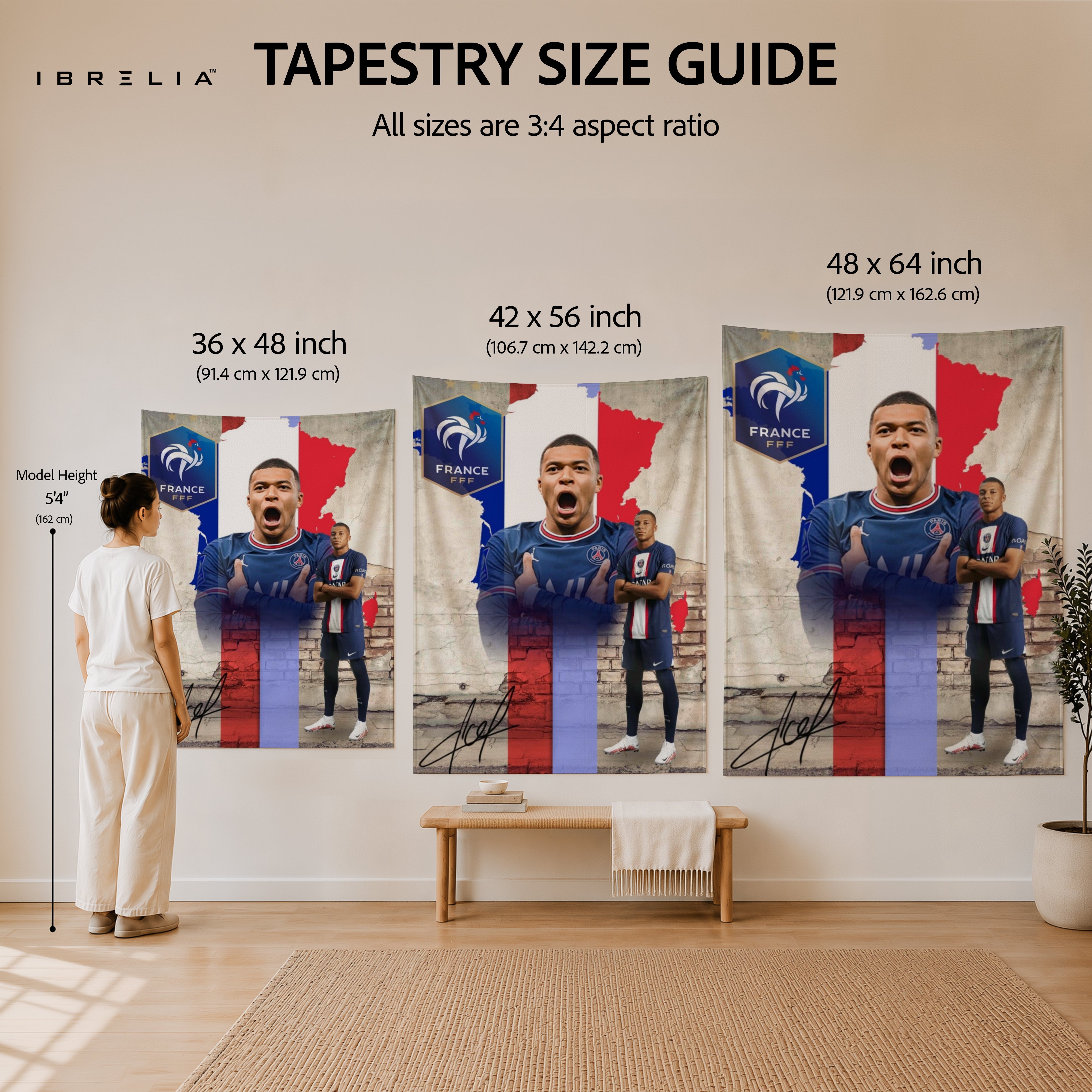 Kylian Mbappé France Champions Wall Tapestry | Premium Heavyweight Jute Fabric Wall Hanging